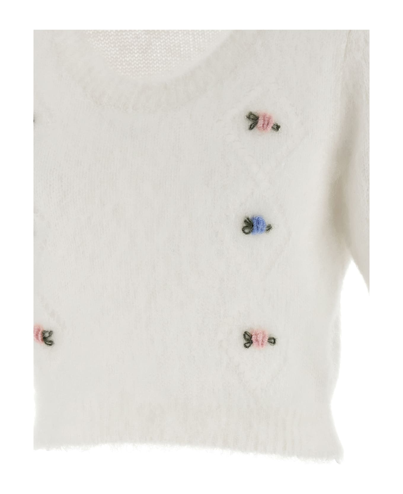 Alessandra Rich 
carded Mohair
 Sweater - White