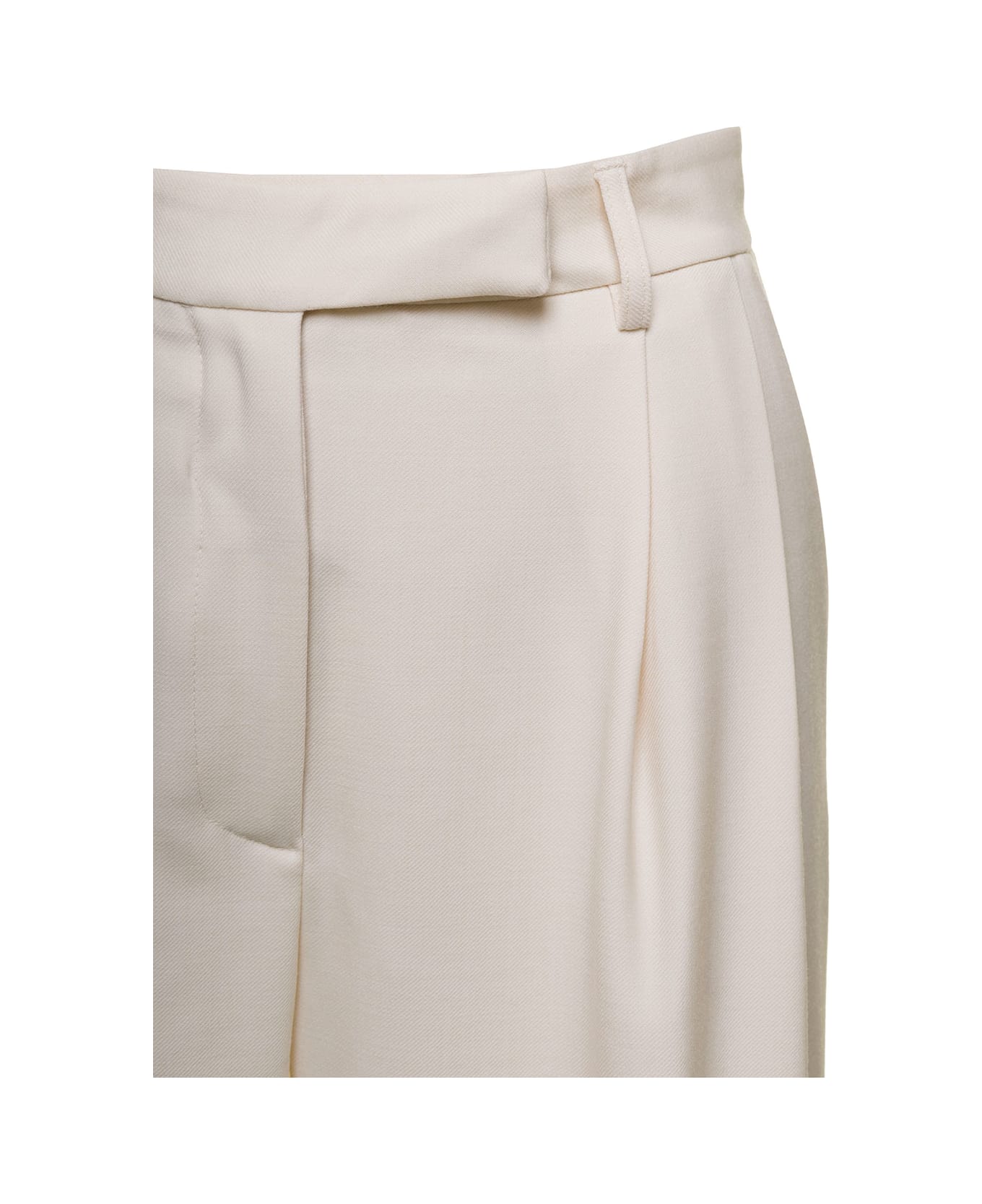 Antonelli 'paride' Off-white Palazzo Pants With Concealed Fastening In Wool Stretch Blend Woman - White