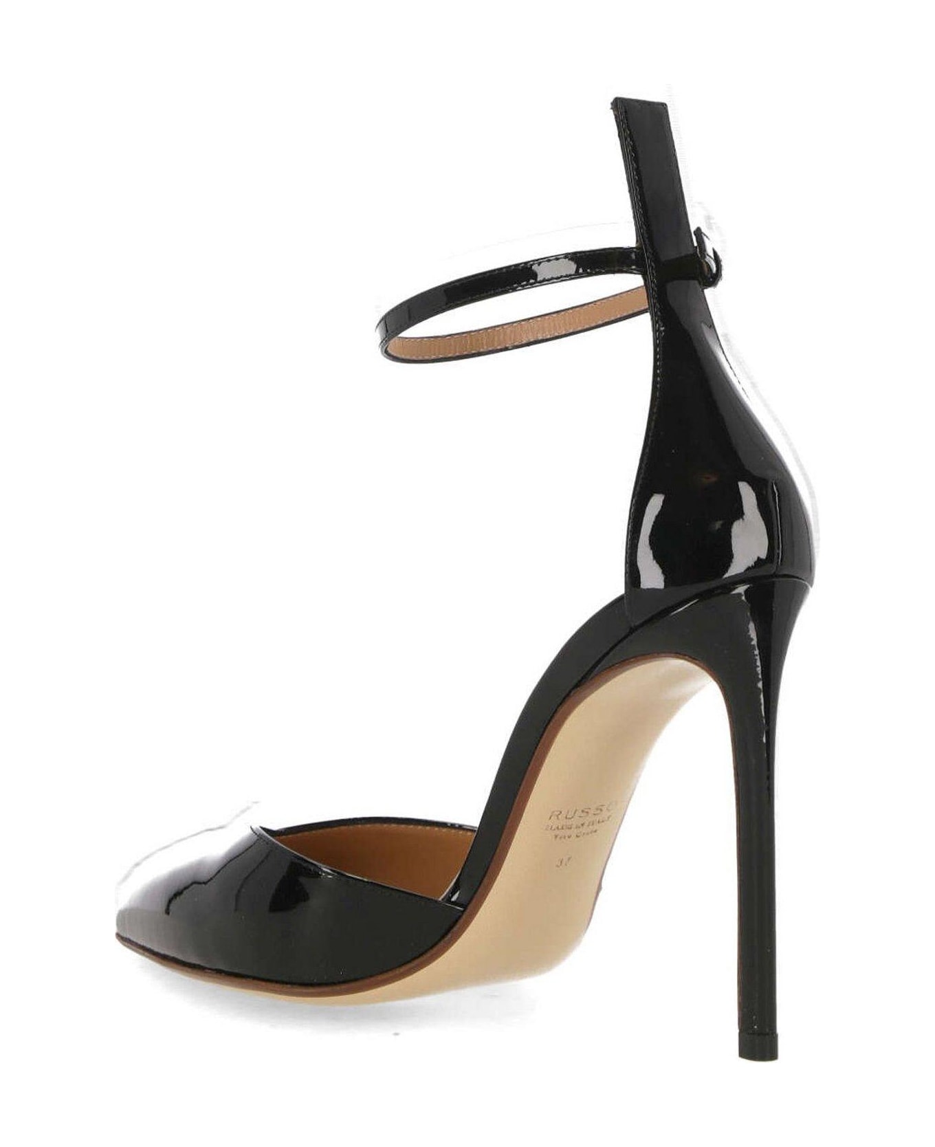 Francesco Russo Pointed-toe Ankle Strap Pumps - Black ハイヒール