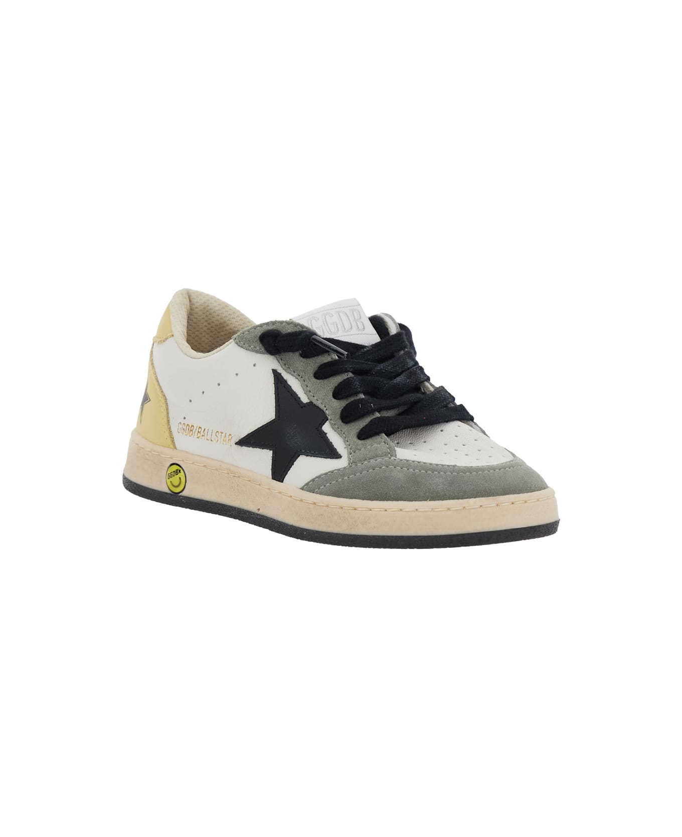 Golden Goose 
ballstar
 White Low Top Sneakers With Star Patch On The Side And Maxi Lettering On The Rear In Leather Boy - White
