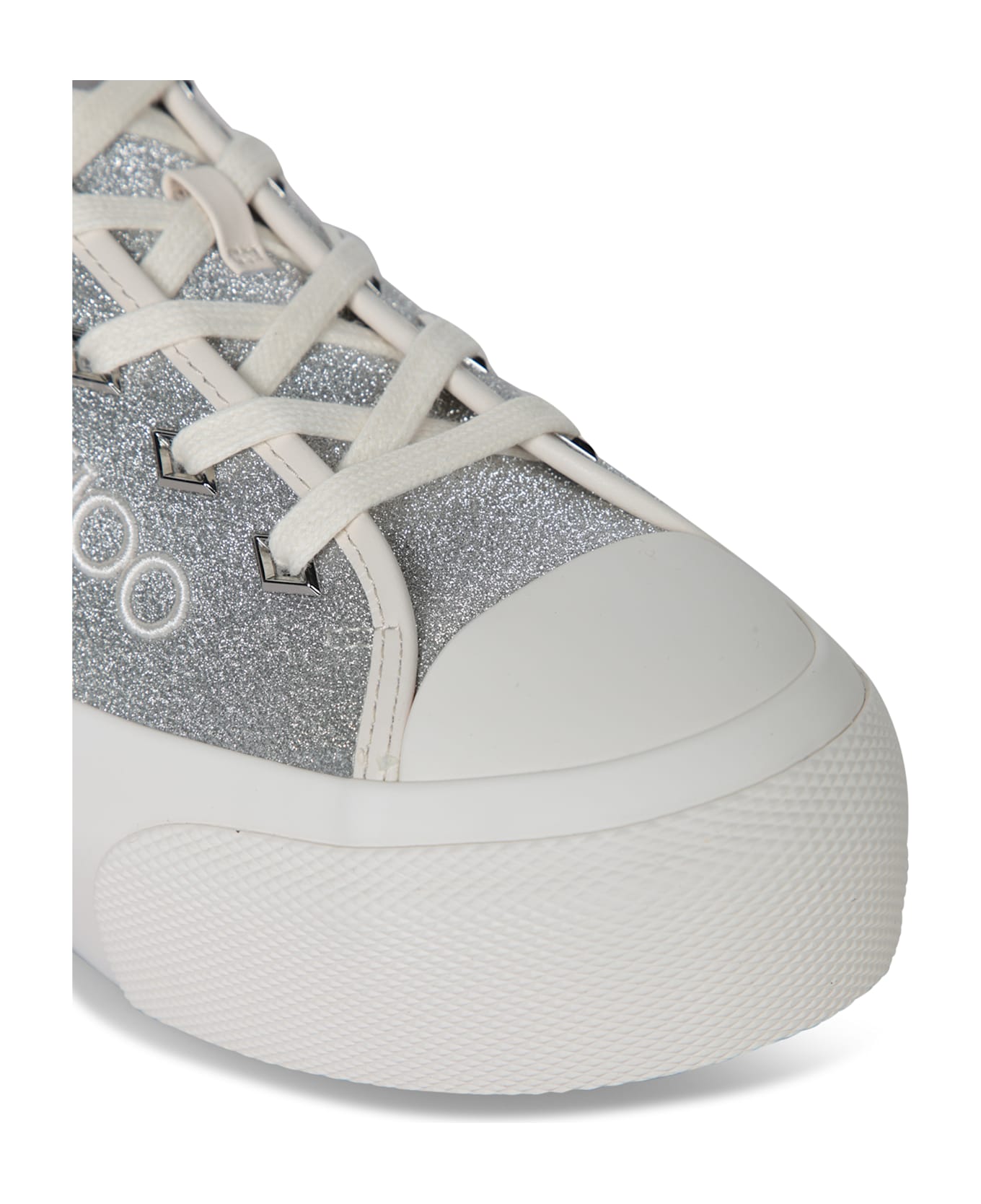 Jimmy Choo Palma Maxi Glitter Silver Sneakers - Metallic