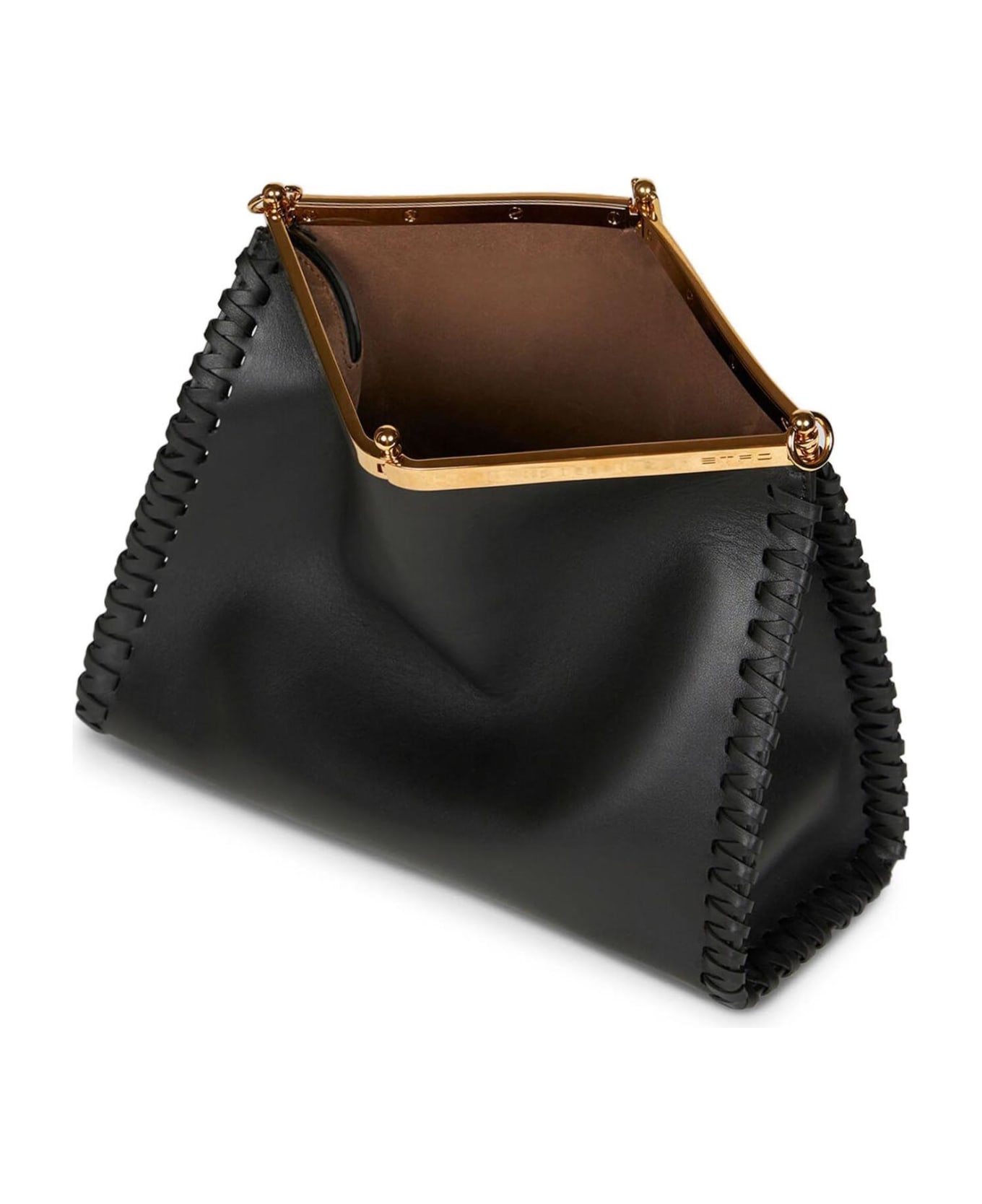 Etro Large Vela Bag In Black Leather - Black