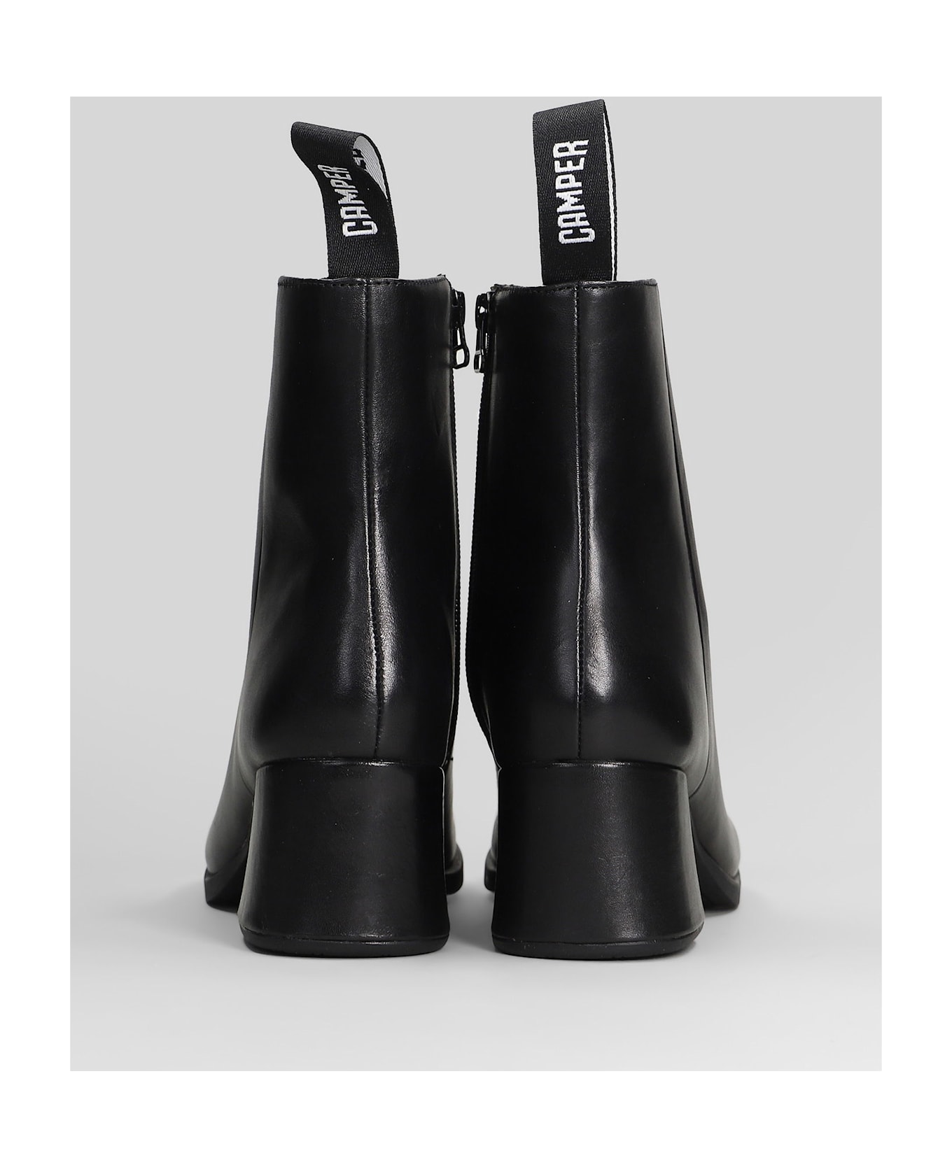 Camper Kora High Heels Ankle Boots In Black Leather - black