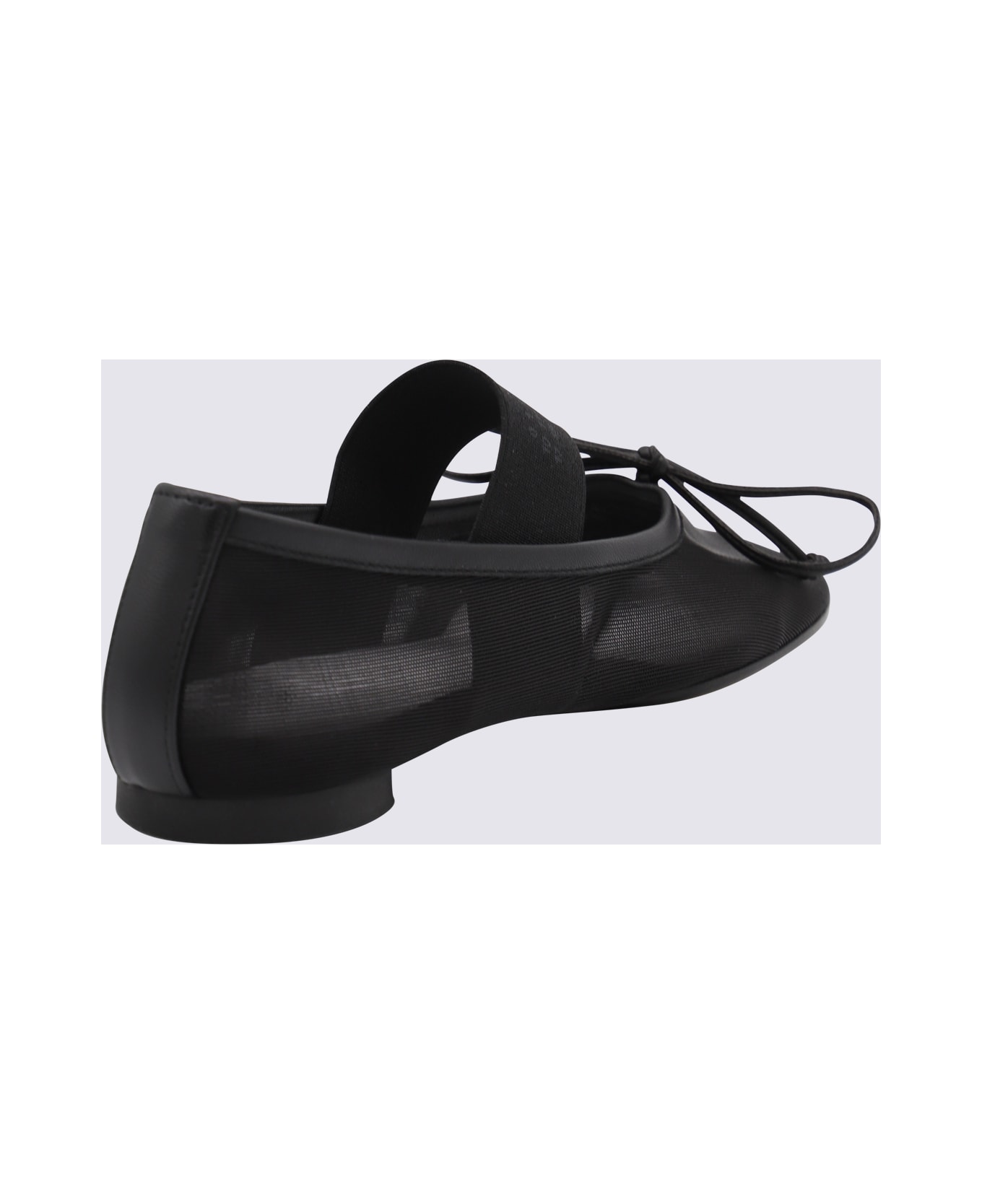 MM6 Maison Margiela Black Leather Flats - Black