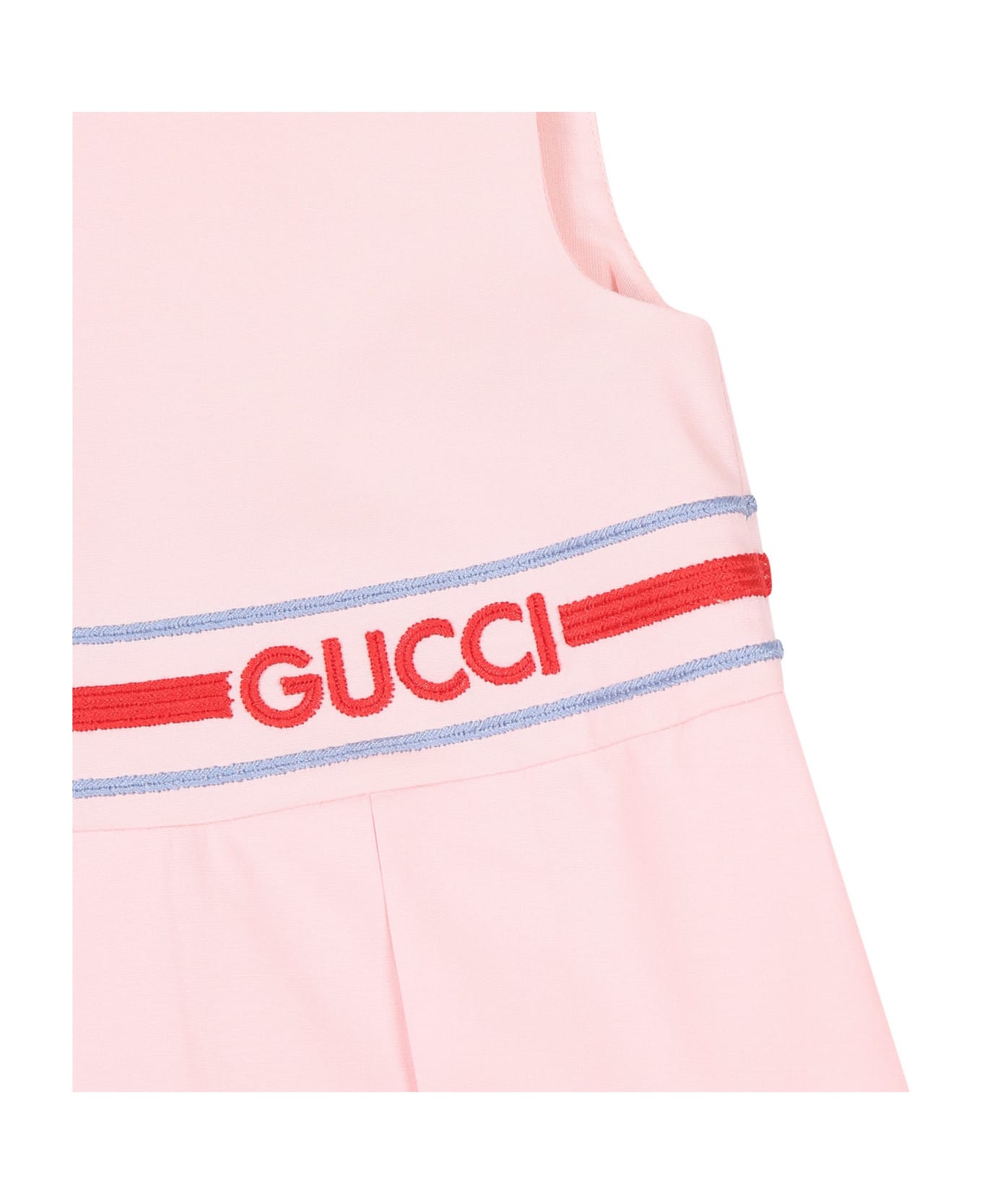 Gucci Pink Dress For Baby Girl With Logo - Pink