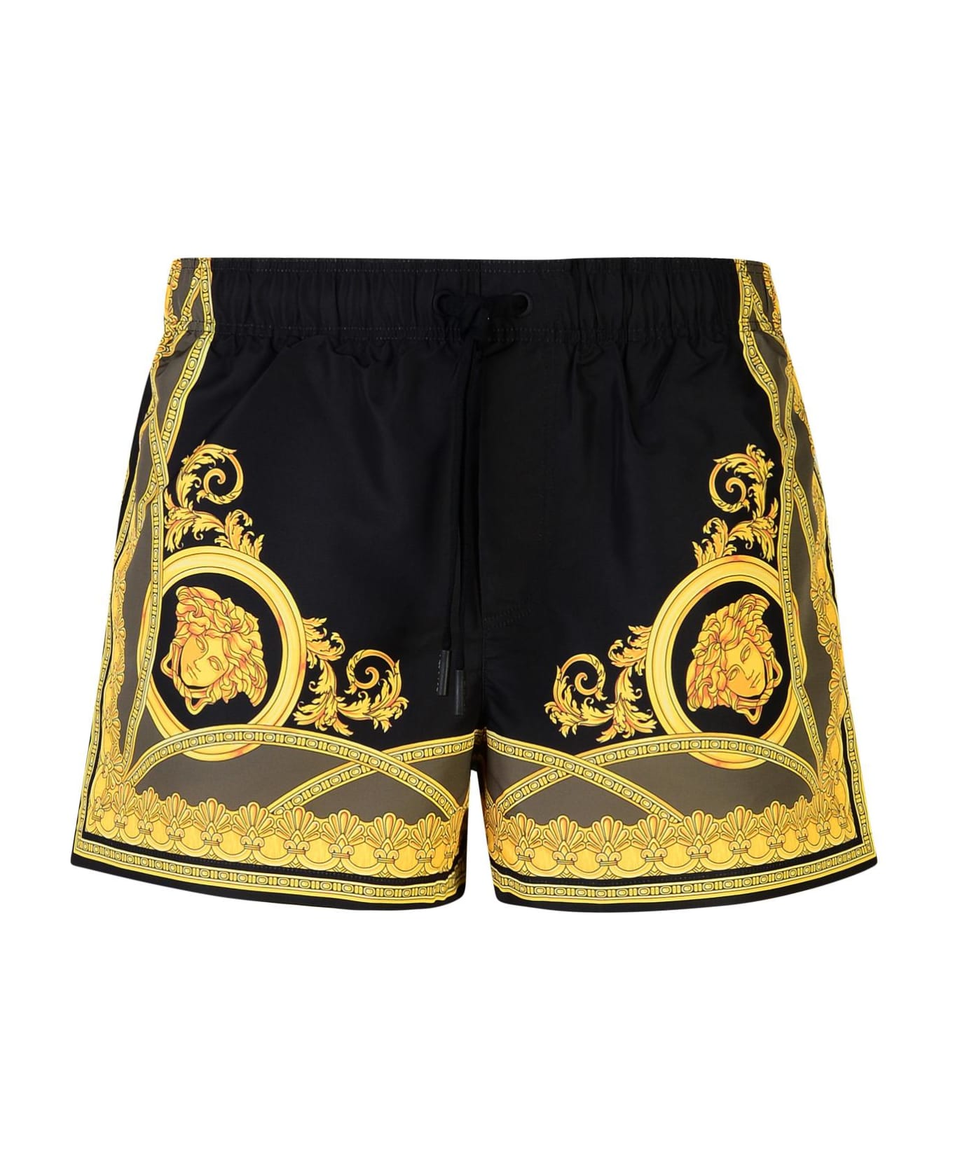 Versace 'medusa' Black Polyester Swimsuit - BLACKDARKOLIVEGOLD