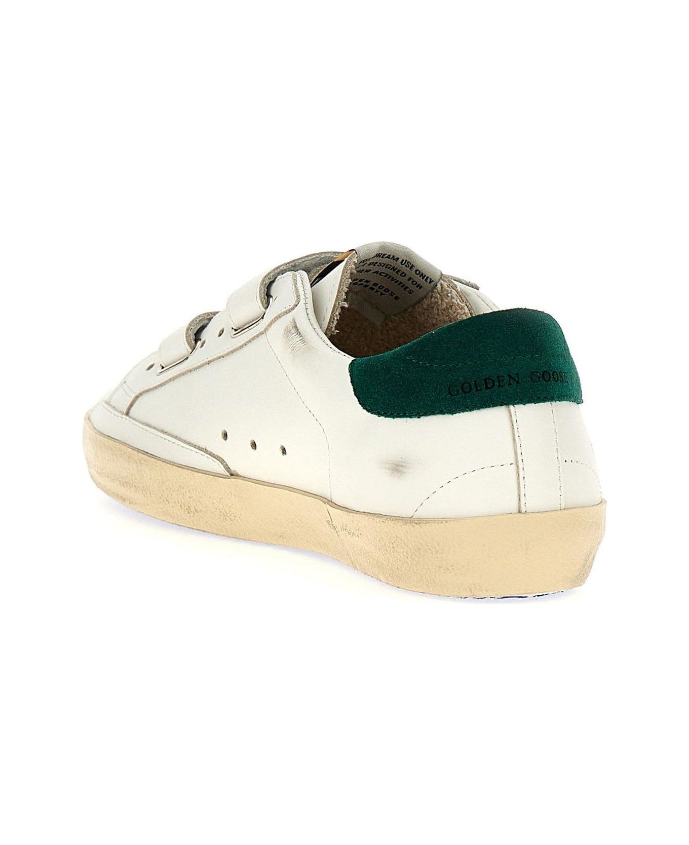 Golden Goose Old School Star Patch Sneakers - WHITE/GREEN