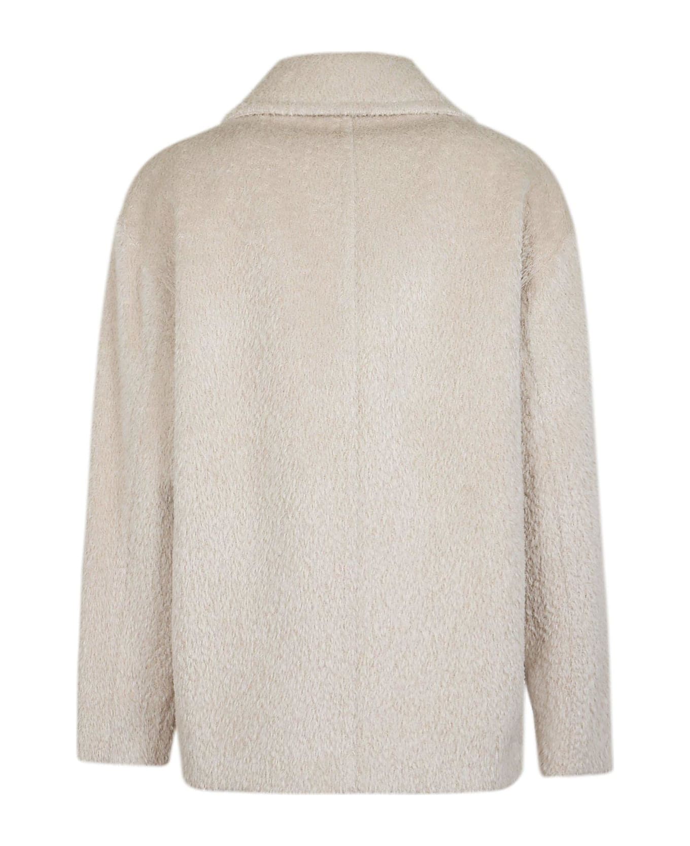 Max Mara Studio Double-breasted Long-sleeved Coat - Albino