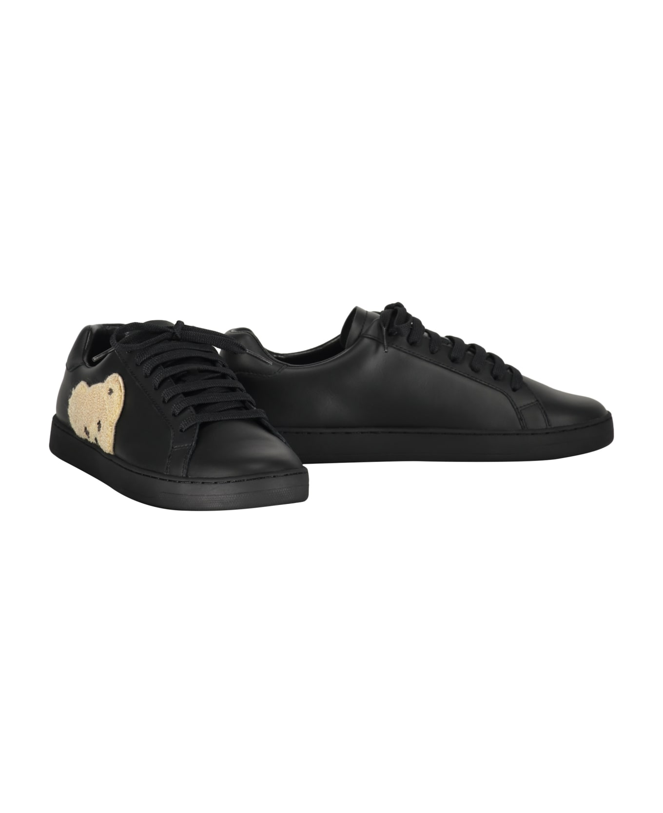 Palm Angels New Teddy Bear Leather Low-top Sneakers - black