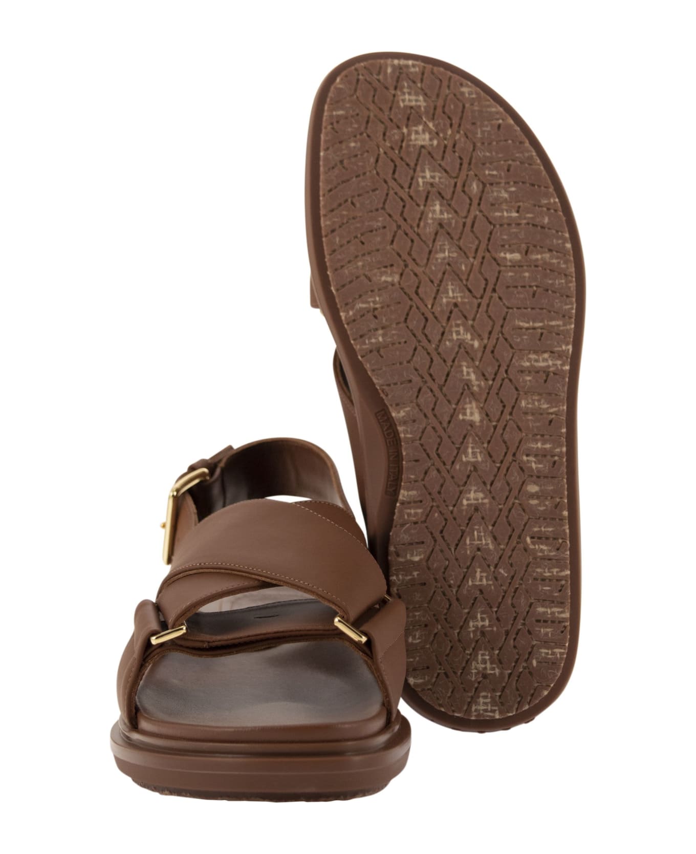 Marni Fussbett Leather Sandal - Brown