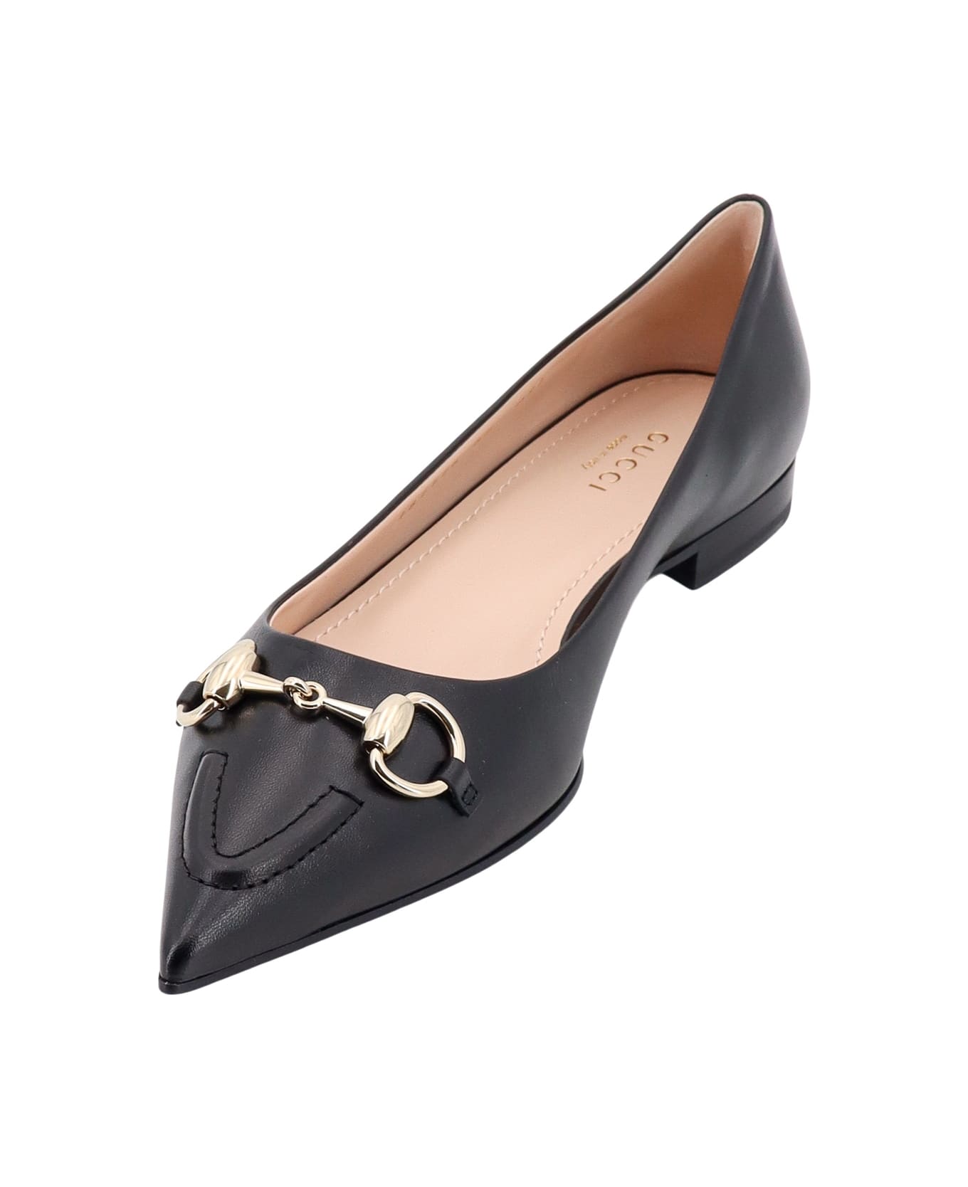 Gucci Leather Ballerinas With Metal Horsebit - Black
