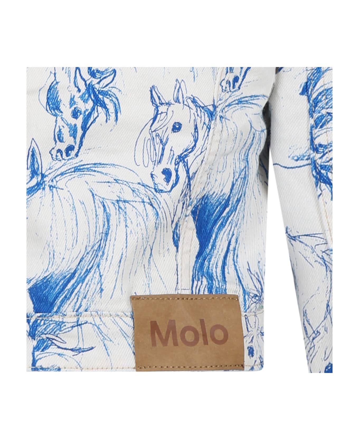 Molo Ivory Jacket For Girl With Horse Print - Multicolor コート＆ジャケット