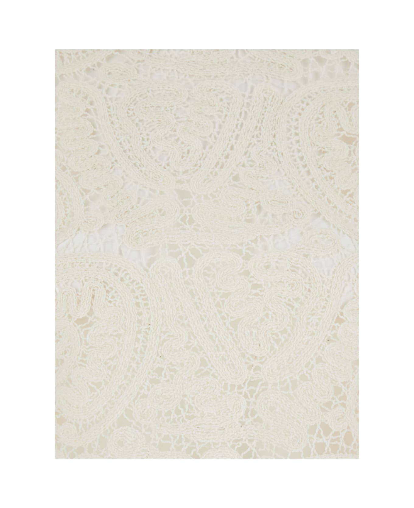 Loulou Studio White Sweater With Mock Neck And All-over Embroidery In Silk Woman - White