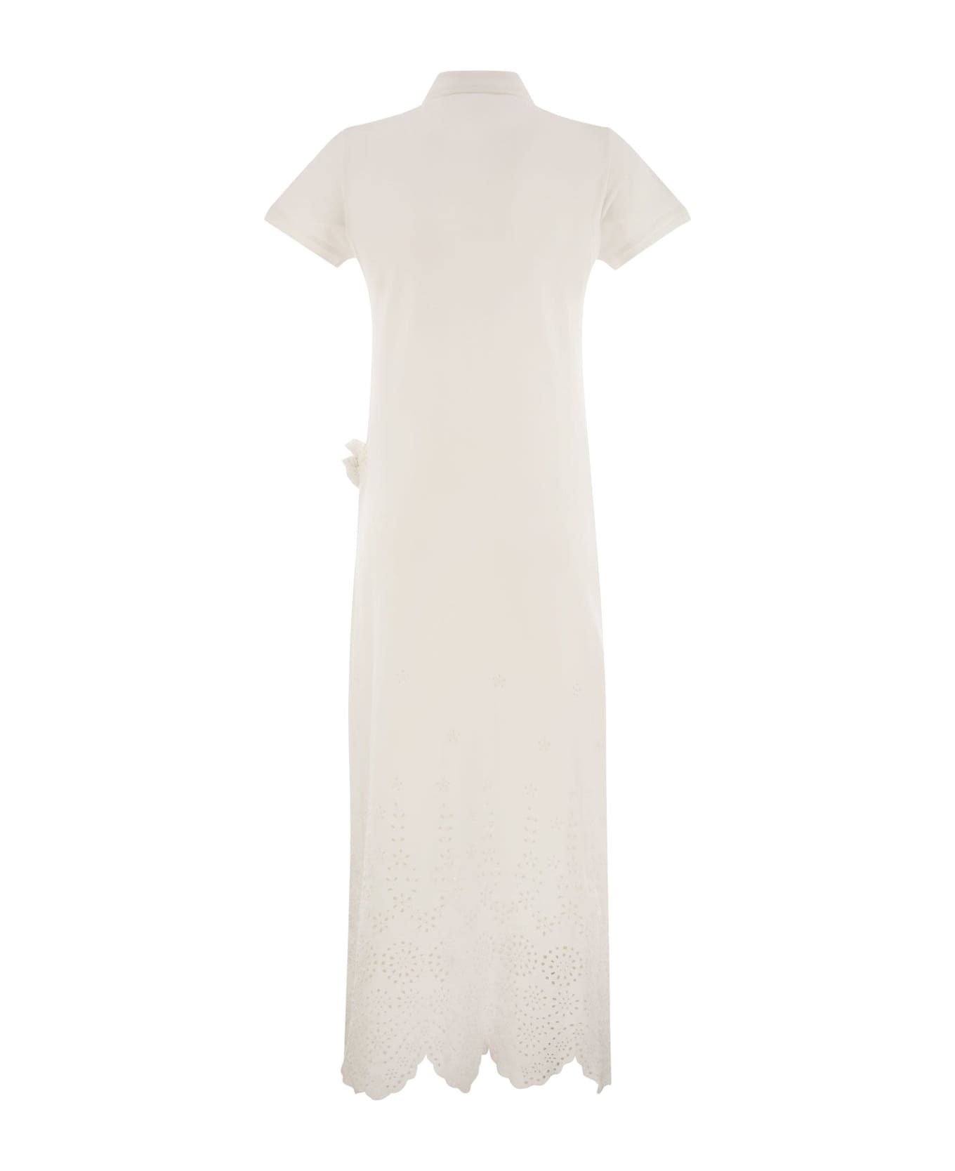 Polo Ralph Lauren Openwork Pique Polo Shirt Dress - White