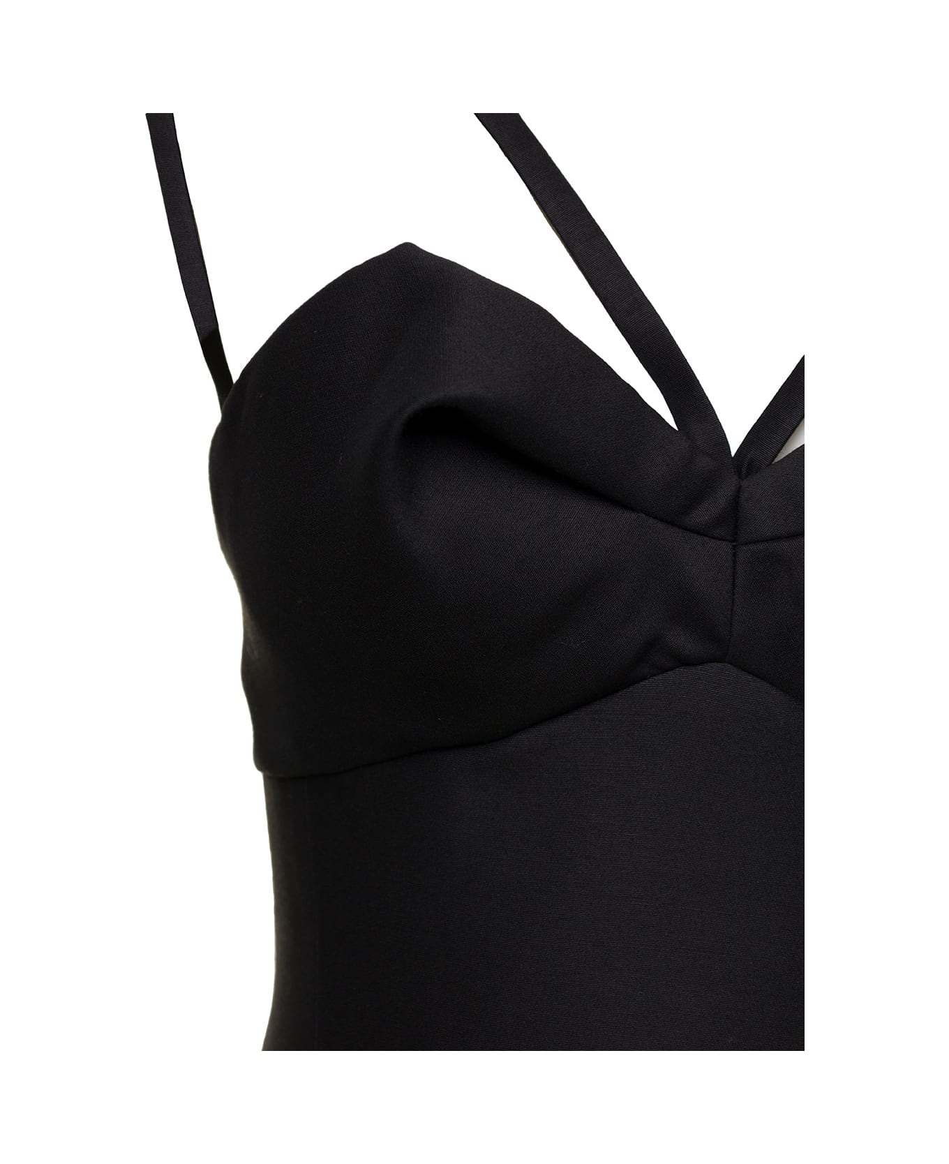Versace Midi Bustier Black Dress In Wool And Silk Woman - Black