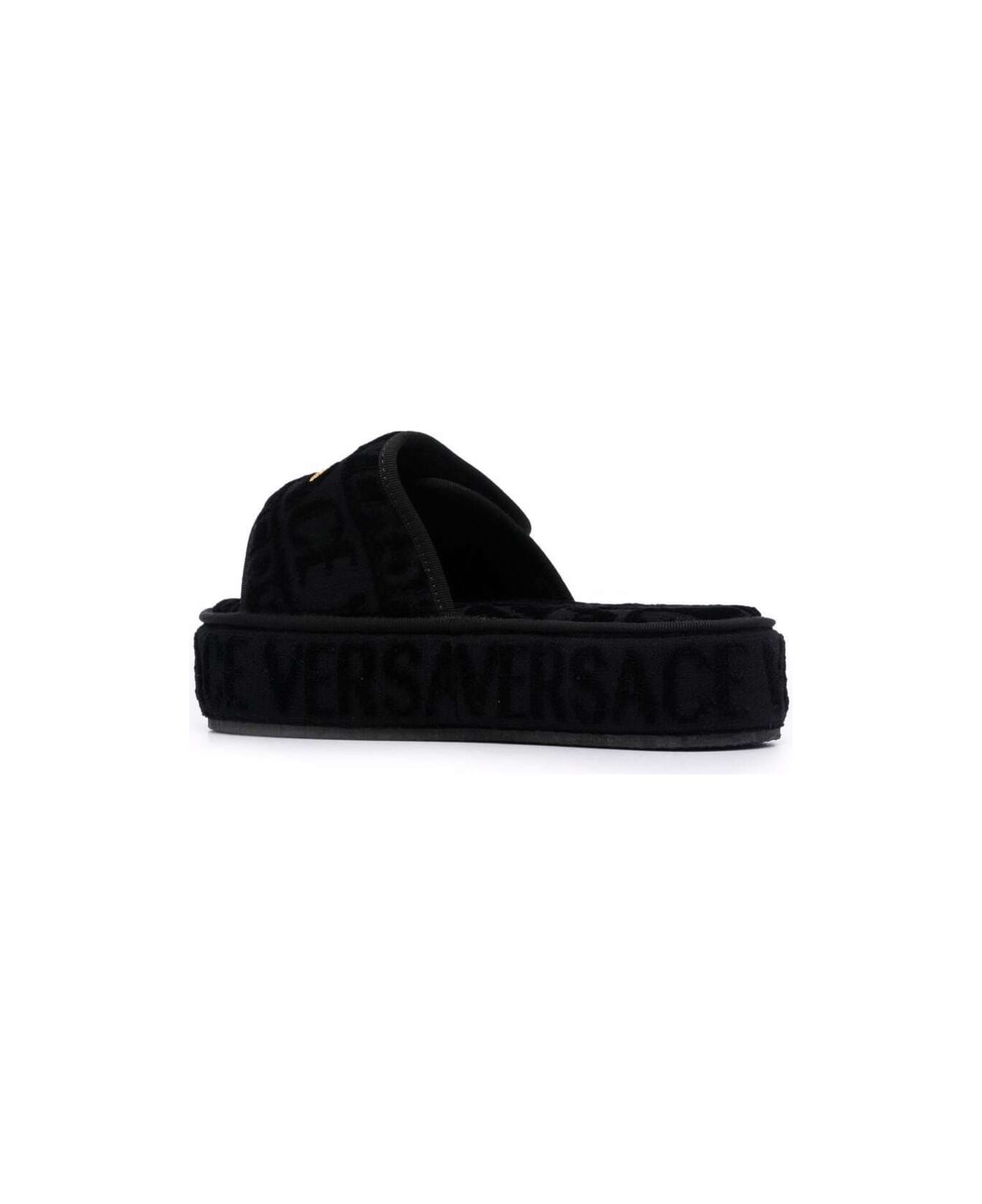 Versace Fabric Slippers - Black