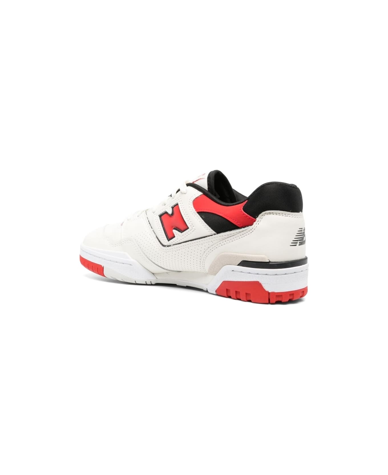 New Balance '550' White And Red Low Top Sneakers With Logo And Contrasting Details In Leather Man - White