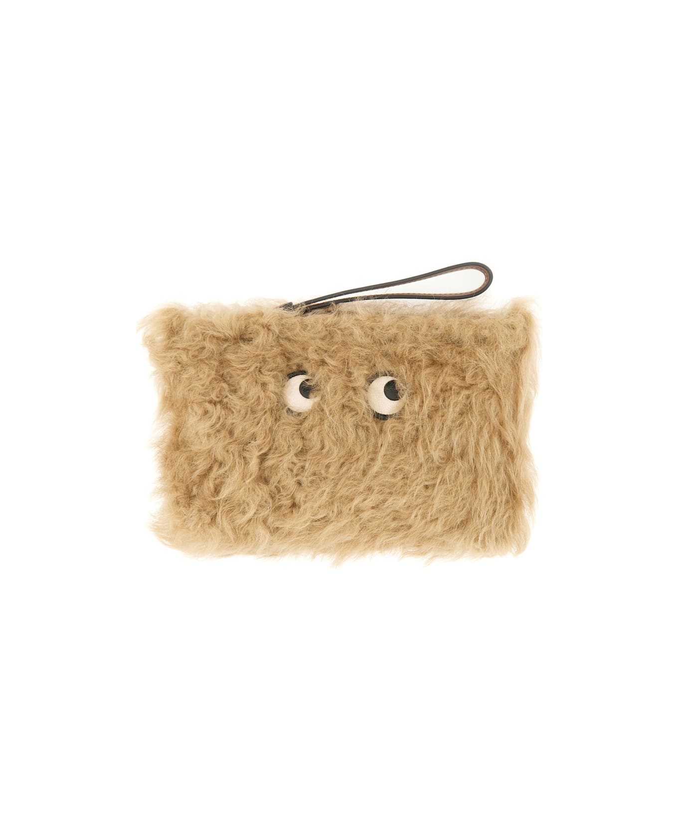 Anya Hindmarch "shearling Eyes" Clutch Bag - BEIGE