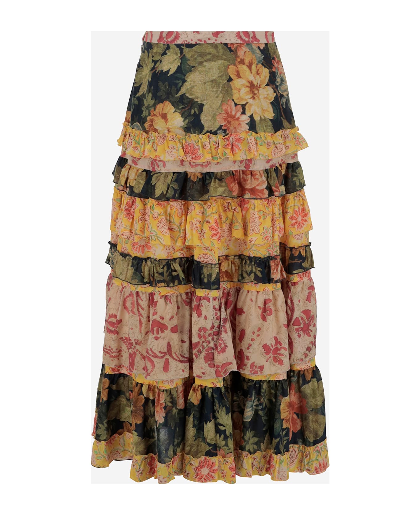 Valentino Long Flounce Skirt - Multicolor.