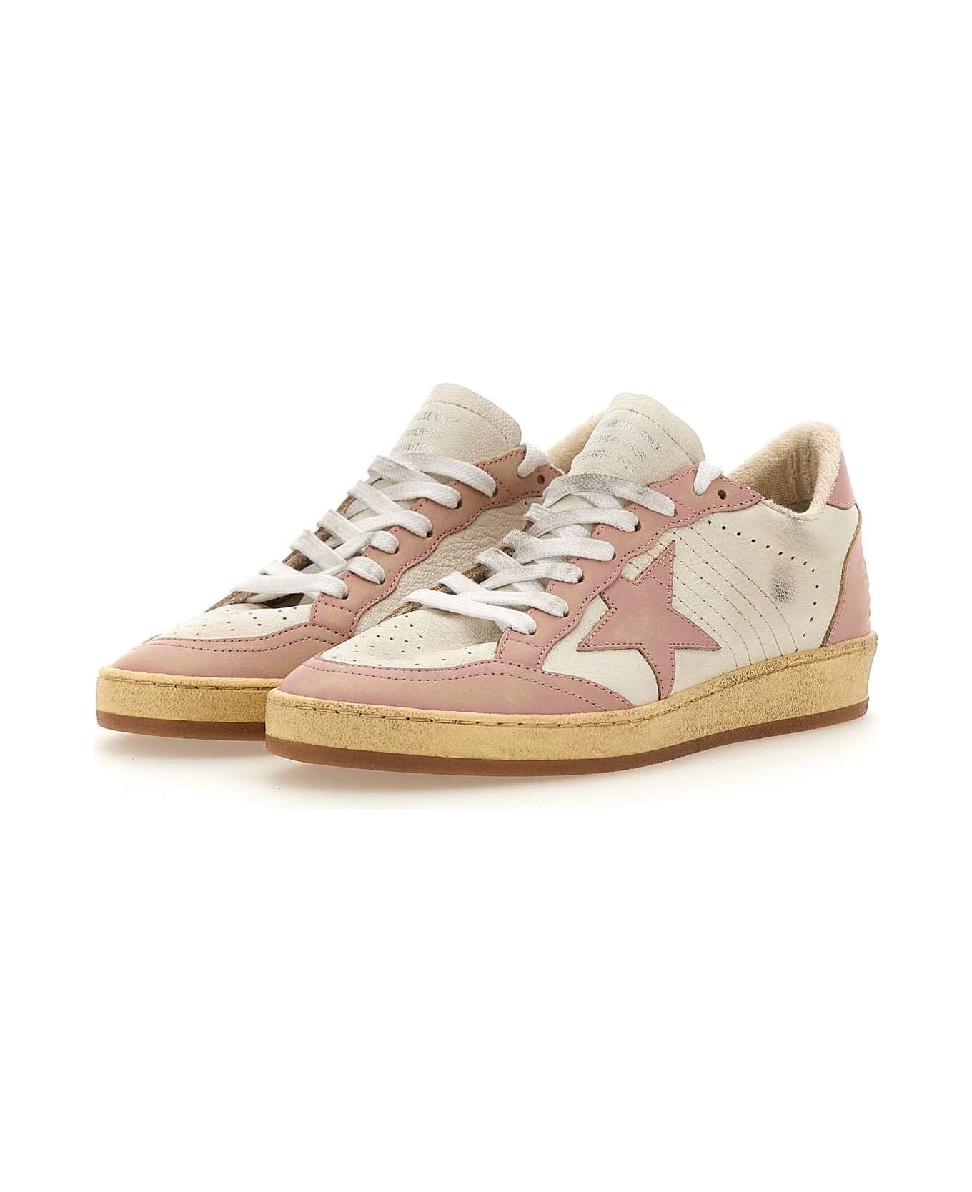 Golden Goose Ball Star Leather Sneakers - White/Pink