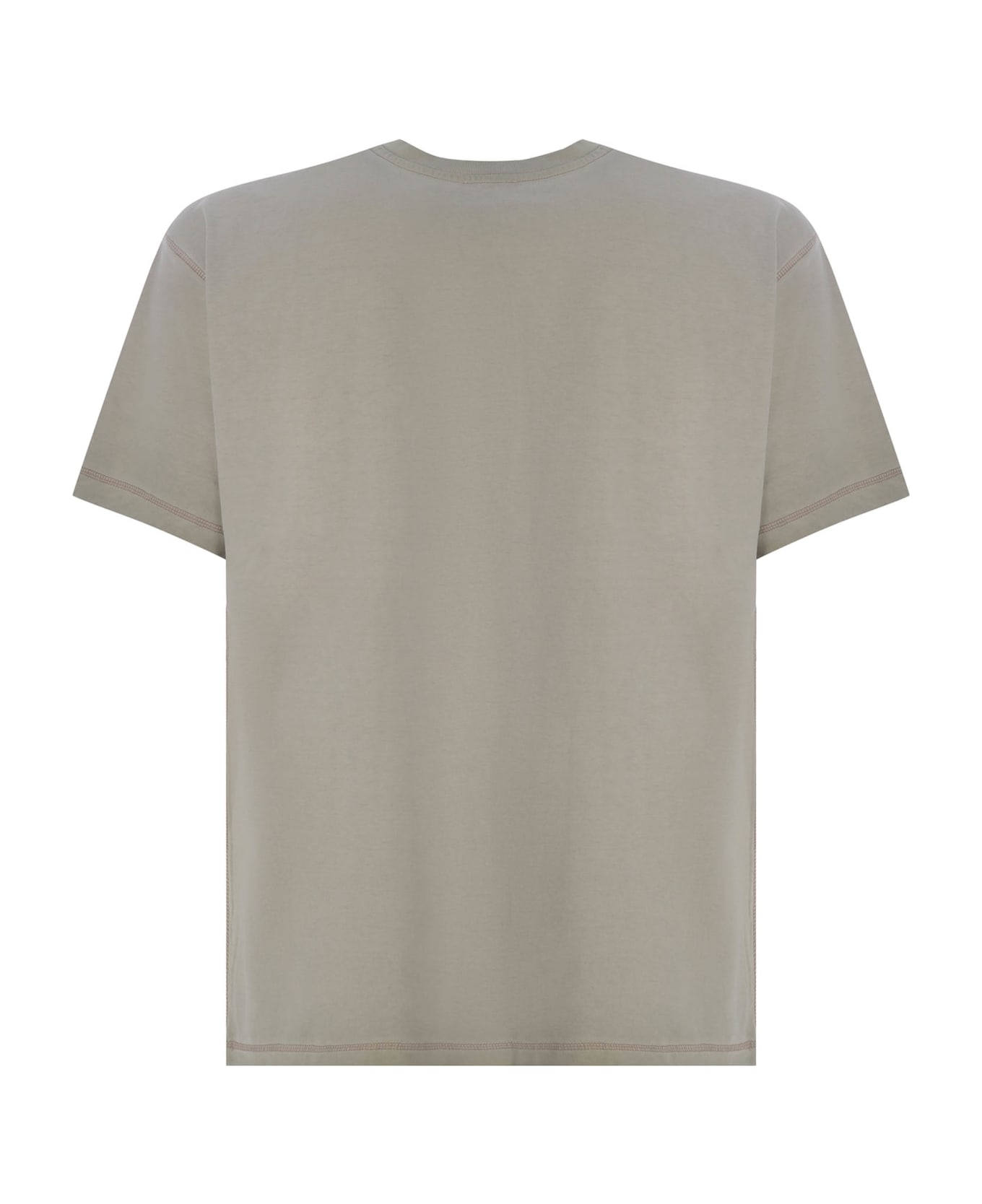 Diesel Beige 't-buxt-n4' Crewneck T-shirt With Logo In Cotton Man - Cemento