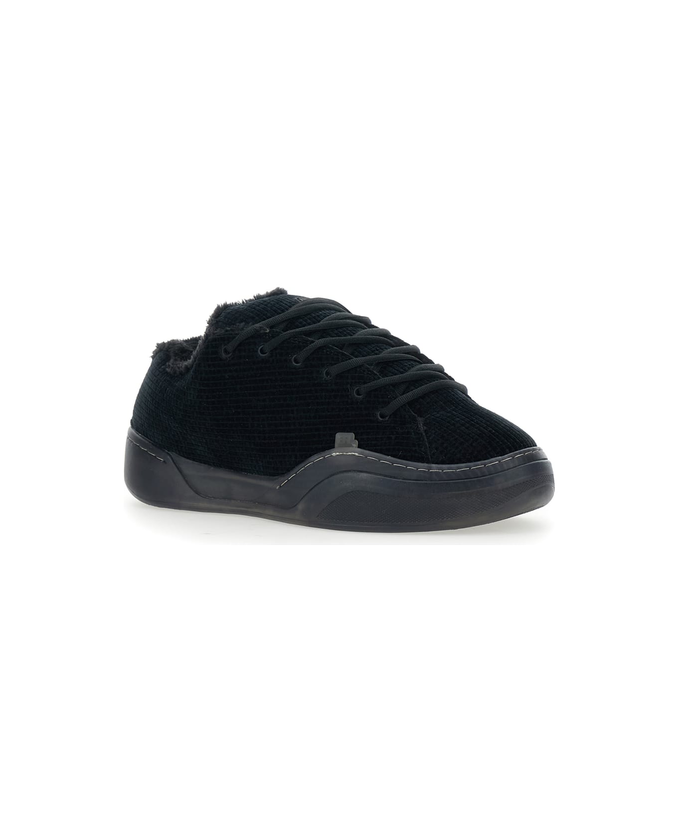 ERL 'vamp Skate' Black Low-top Sneaker With Front Logo In Velvet Man - Black