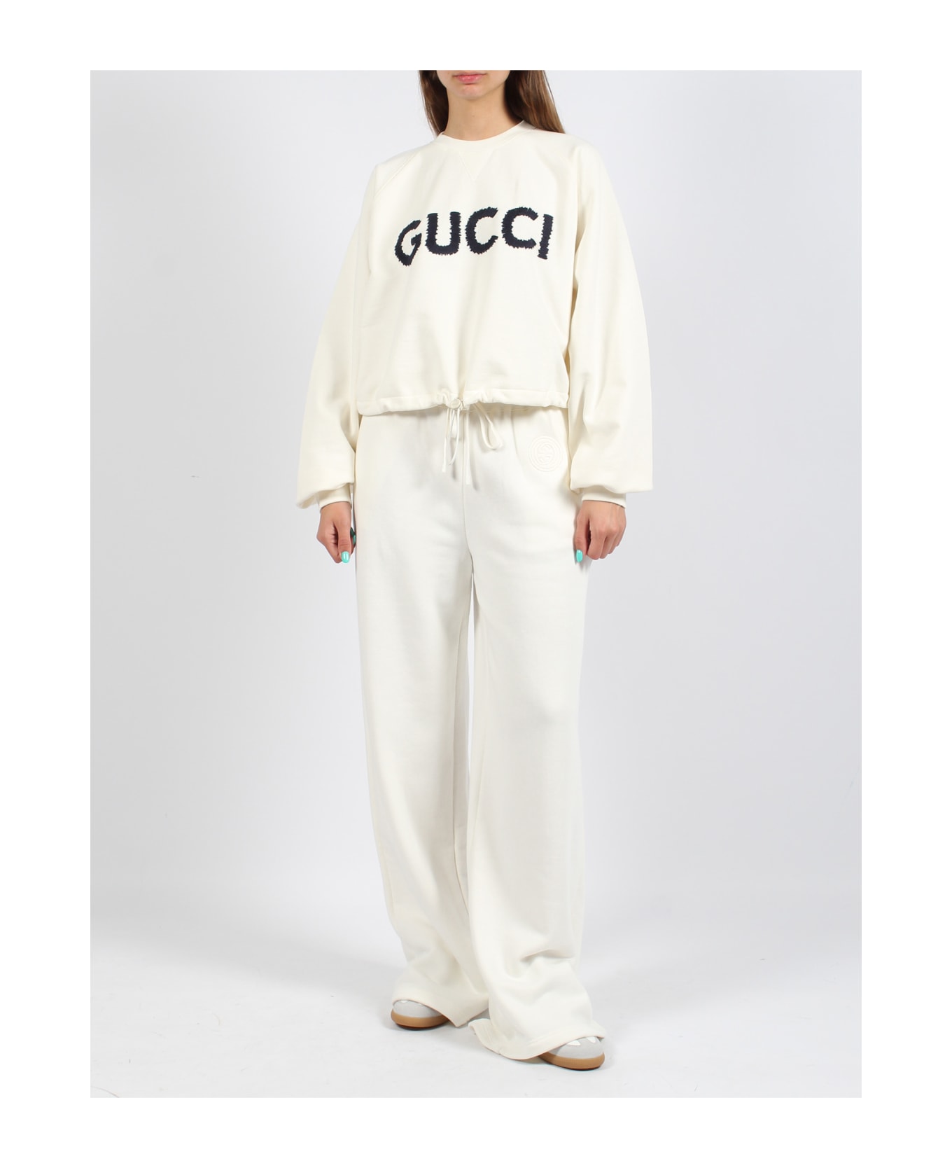 Gucci Embroidered Cotton Jersey Trousers