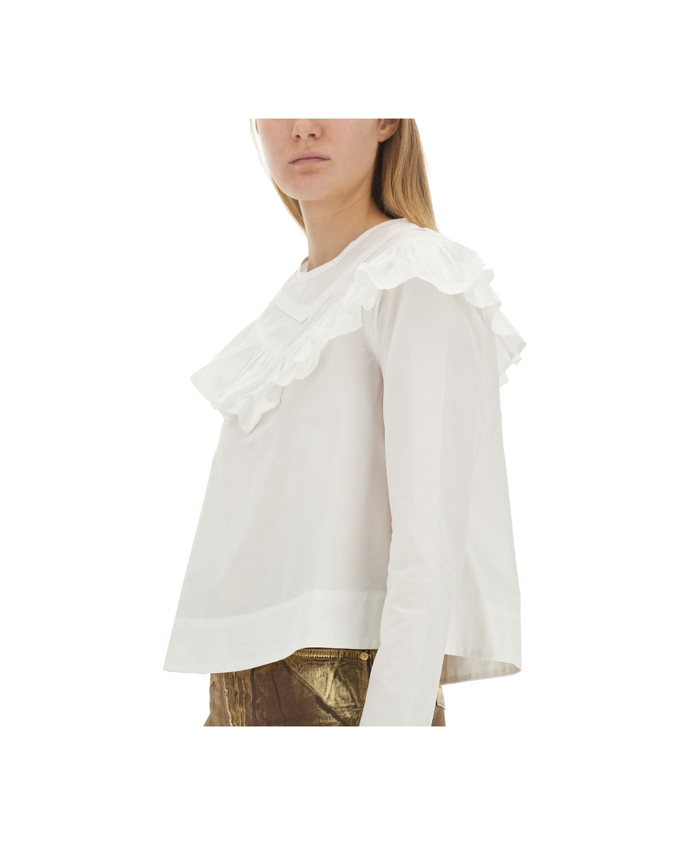 Ganni Ruffle Shirt - WHITE