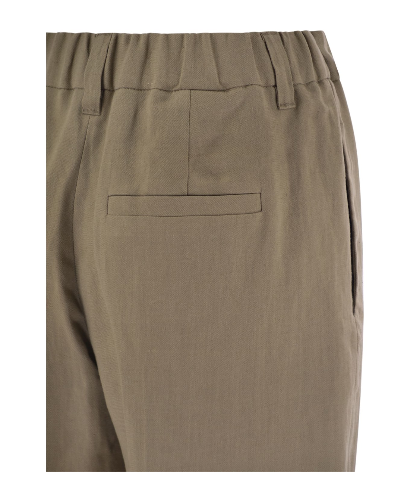 Brunello Cucinelli Gathered Waist Bermuda Shorts In Fluid Viscose Linen Twill - Rope