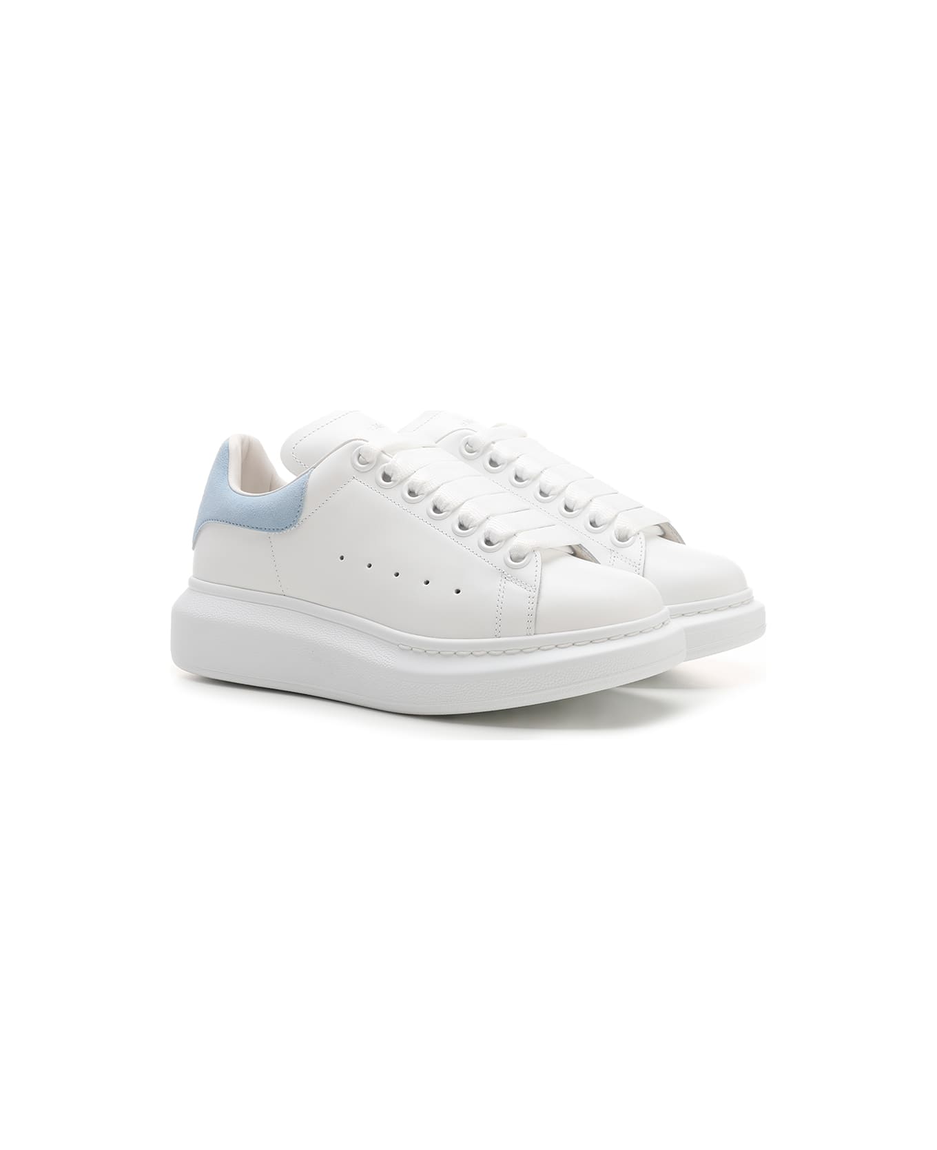 Alexander McQueen 'oversize' Pure White Sneakers - White/powder blue