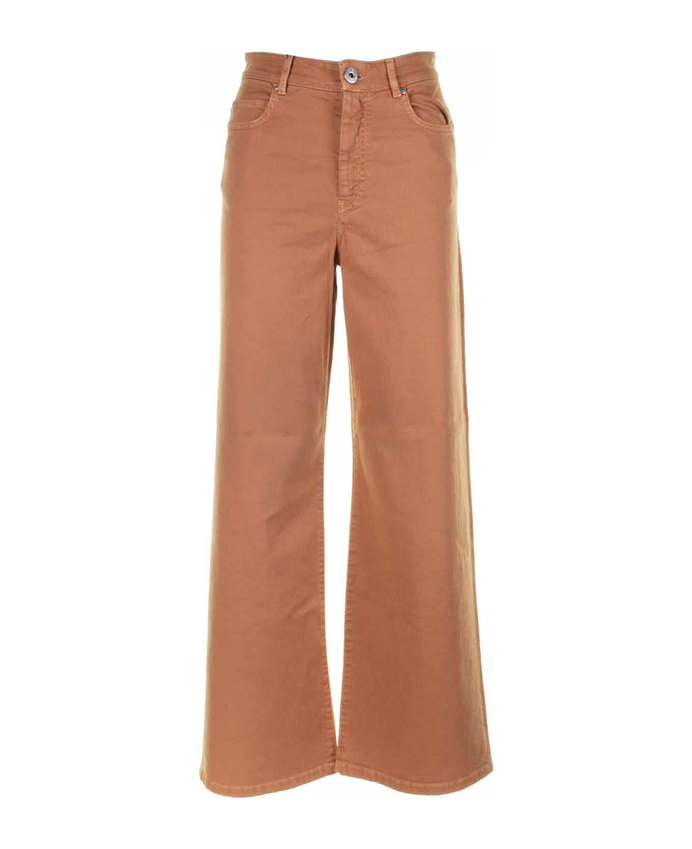 Weekend Max Mara High-waisted Palazzo Trousers In Cotton - MAGNOLIA
