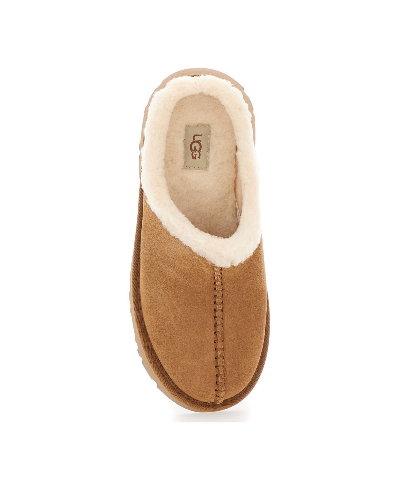 UGG New Height Mule With Brown Suede Women's Embossed Stitching Detail - Beige