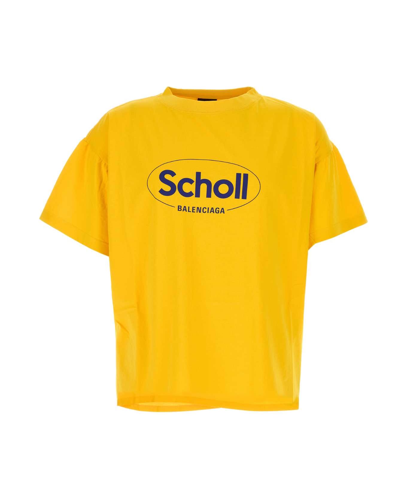Balenciaga Yellow Cotton Oversize T-shirt - YELLOW