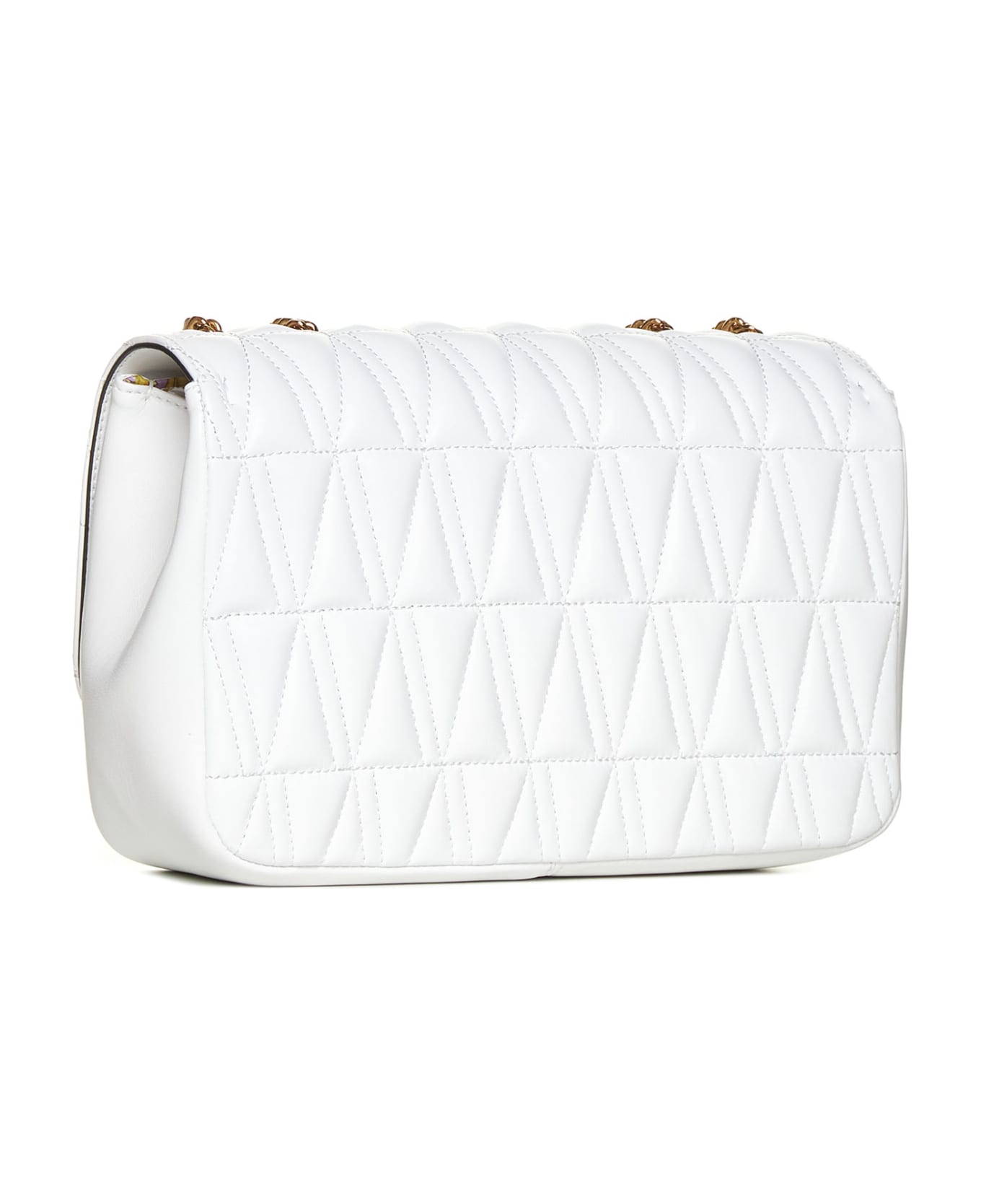Versace Quilted Nappa Crossbody Bag - White