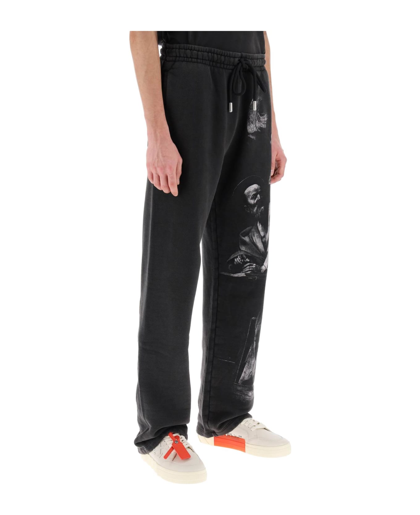 Off-White Pants With Drawstring And Graphic Print - BLACK GREY (Grey) スウェットパンツ