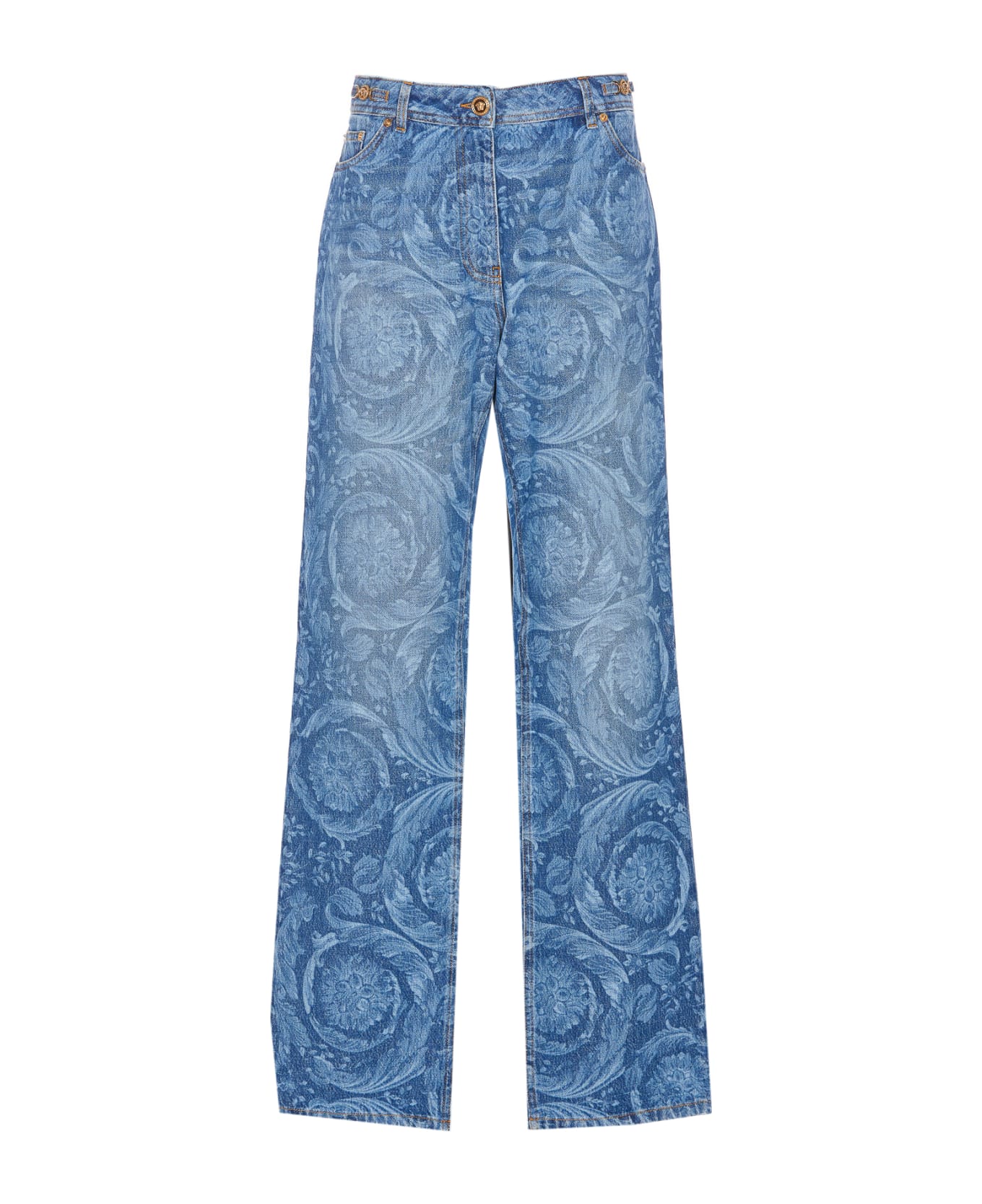 Versace Regular Barocco Denim Jeans - Blue ボトムス