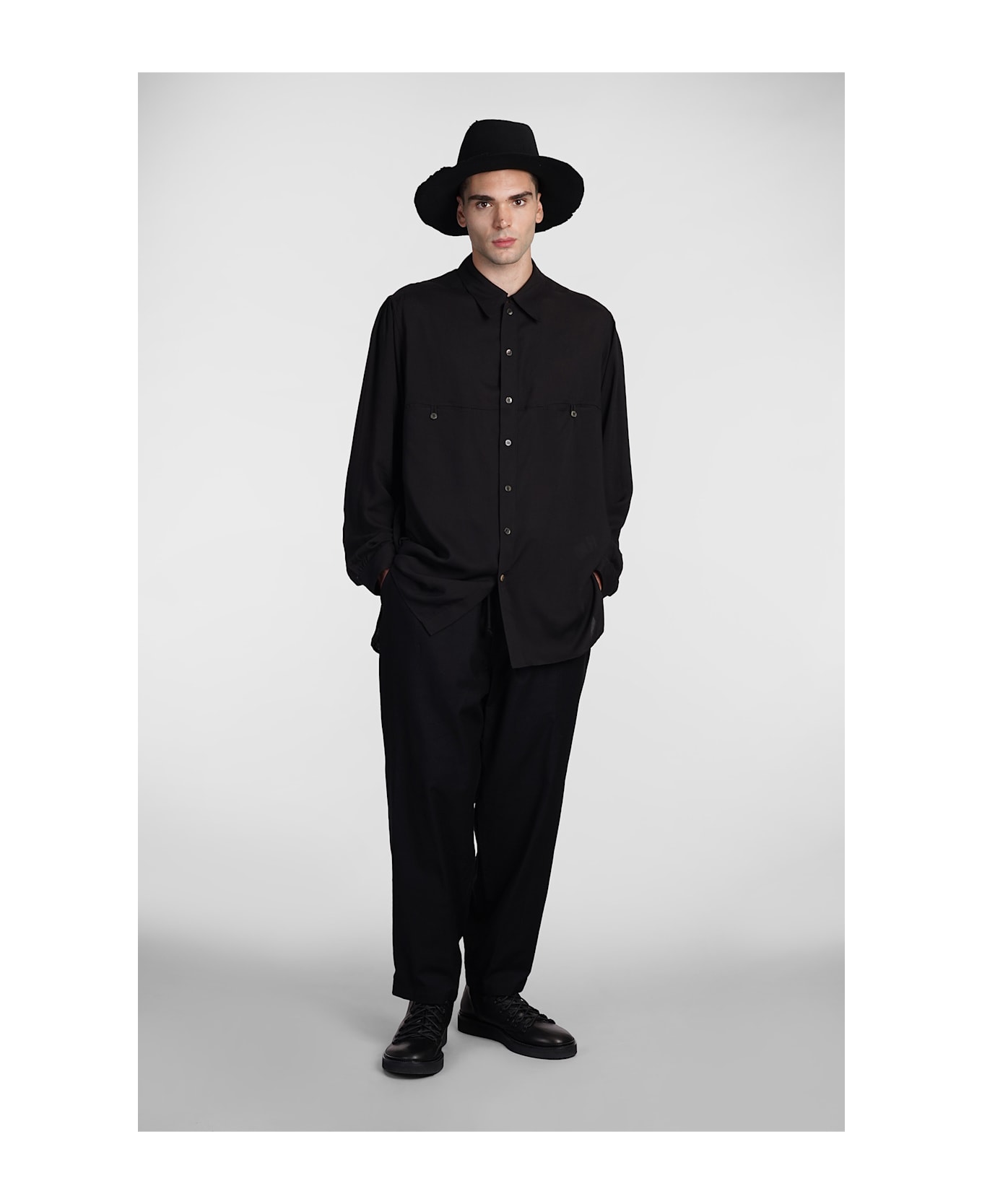 Yohji Yamamoto Shirt In Black Cellulose - black