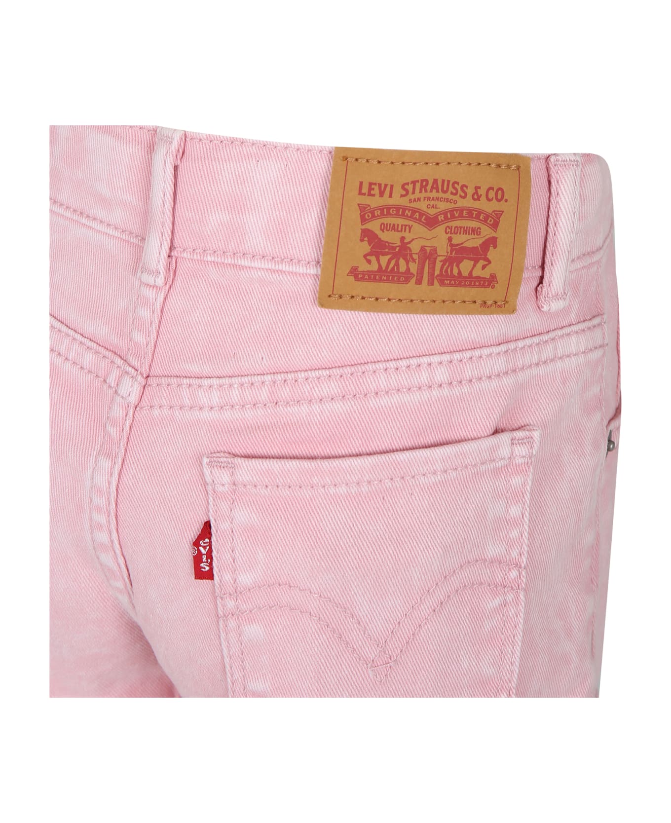 Levi's Pink Shorts For Girl With Logo - Pink ボトムス