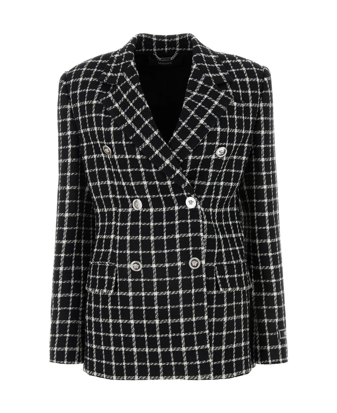 Versace Embroidered Tweed Blazer - Nero Bianco