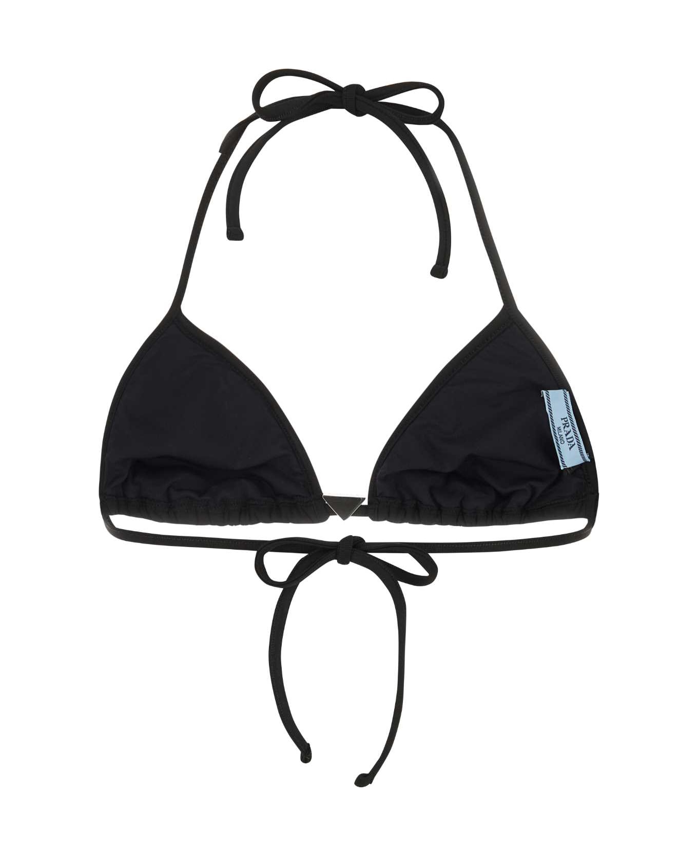 Prada Black Stretch Re-nylon Bikini Top - NERO