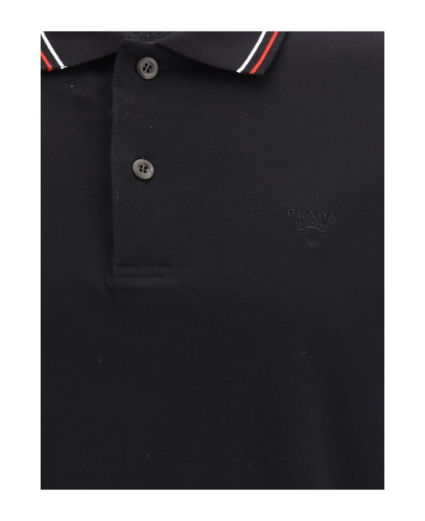 Prada Logoed Polo Shirt - Nero+rosso