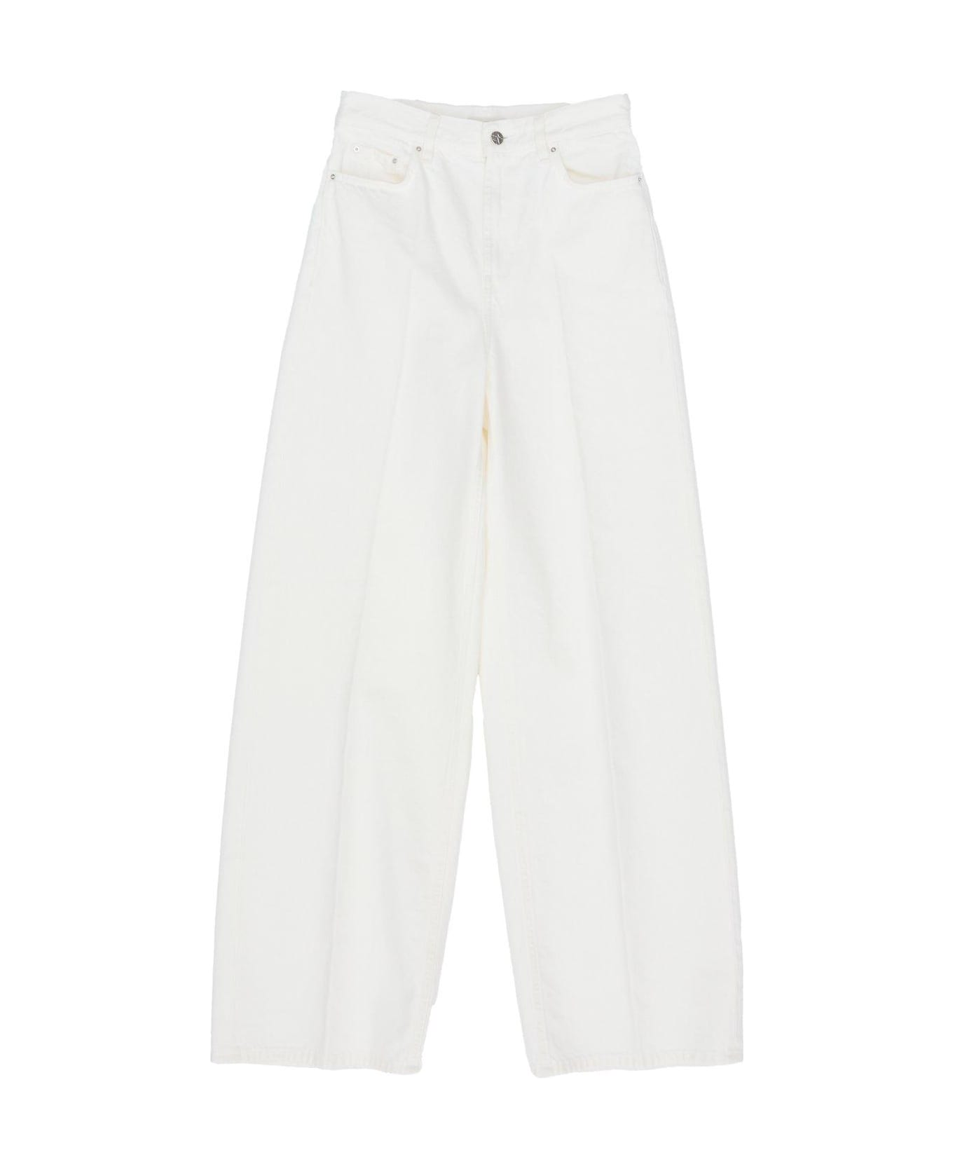 Totême Logo Patch Wide Leg Jeans - White
