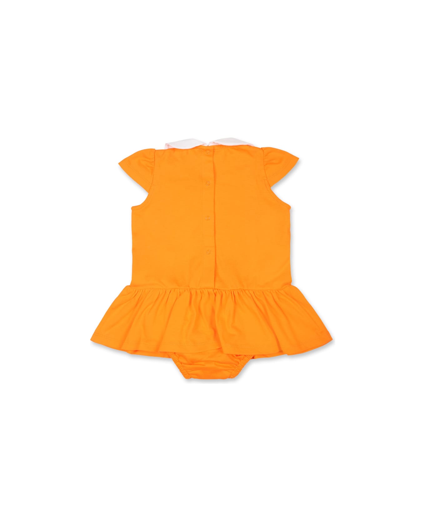 Moschino Orange Dress For Baby Girl With Teddy Bear - Orange