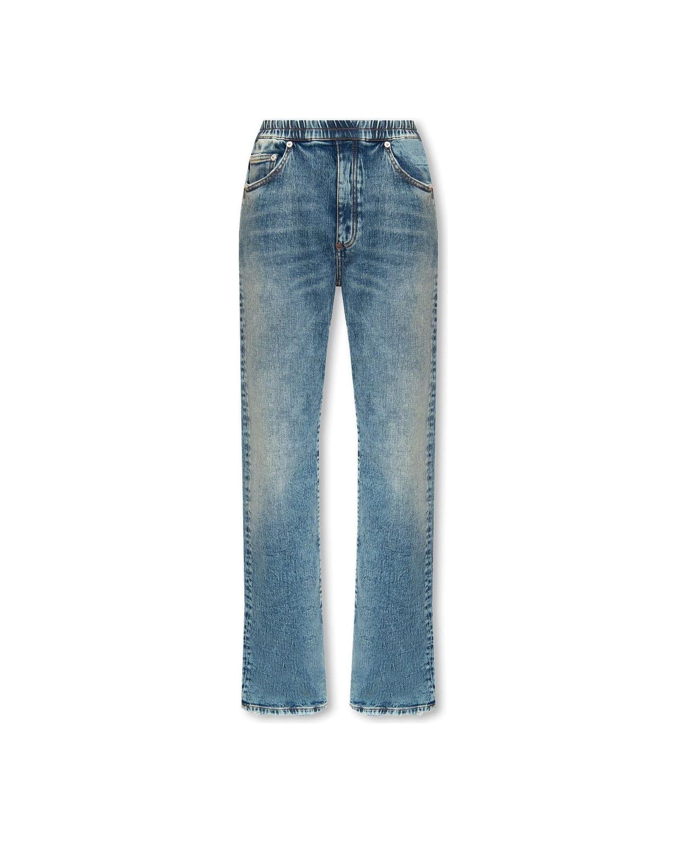 HERON PRESTON Elastic Waisted Wide-leg Jeans - BLUE