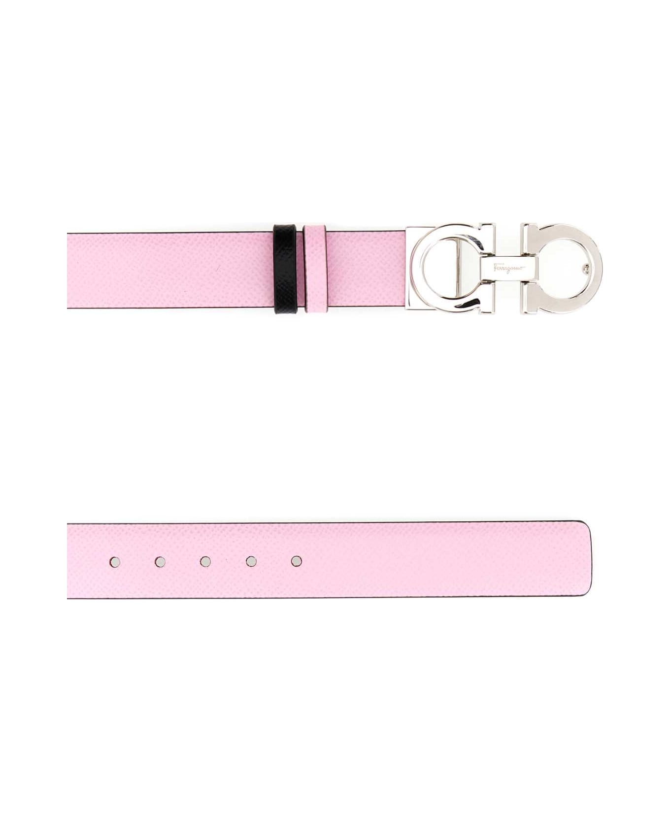 Ferragamo Pink Leather Reversible Belt - NEROPINK