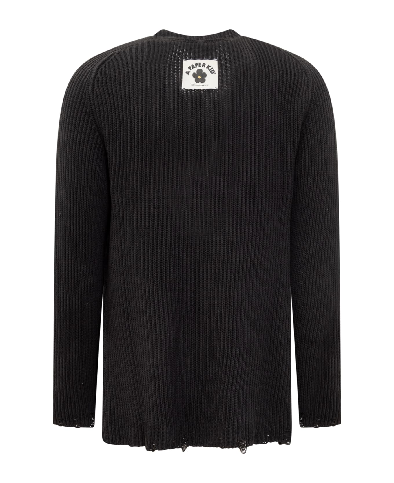 A Paper Kid Sweater Cardigan - NERO/BLACK