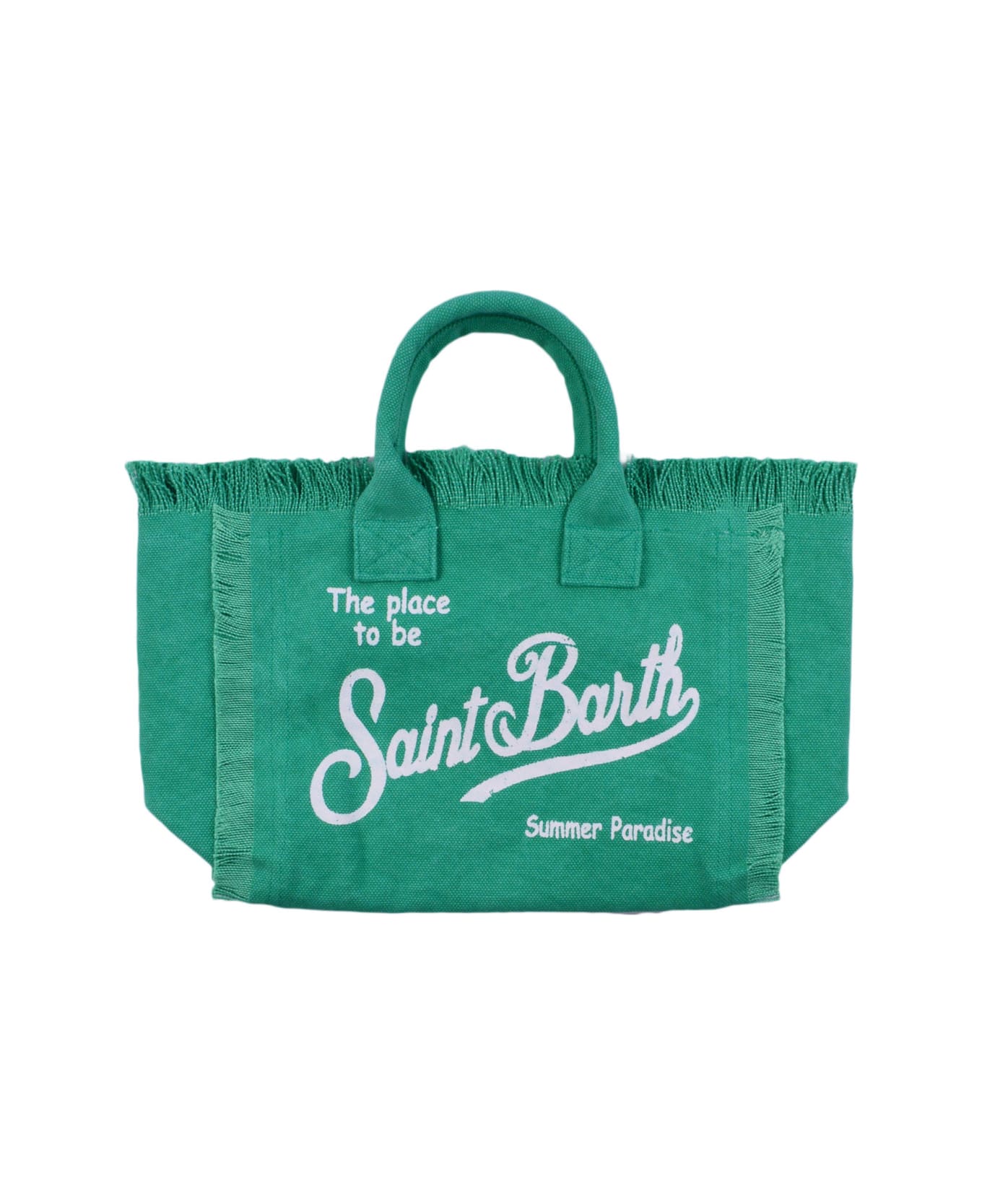 MC2 Saint Barth Handbag With Logo And Fringes - Green