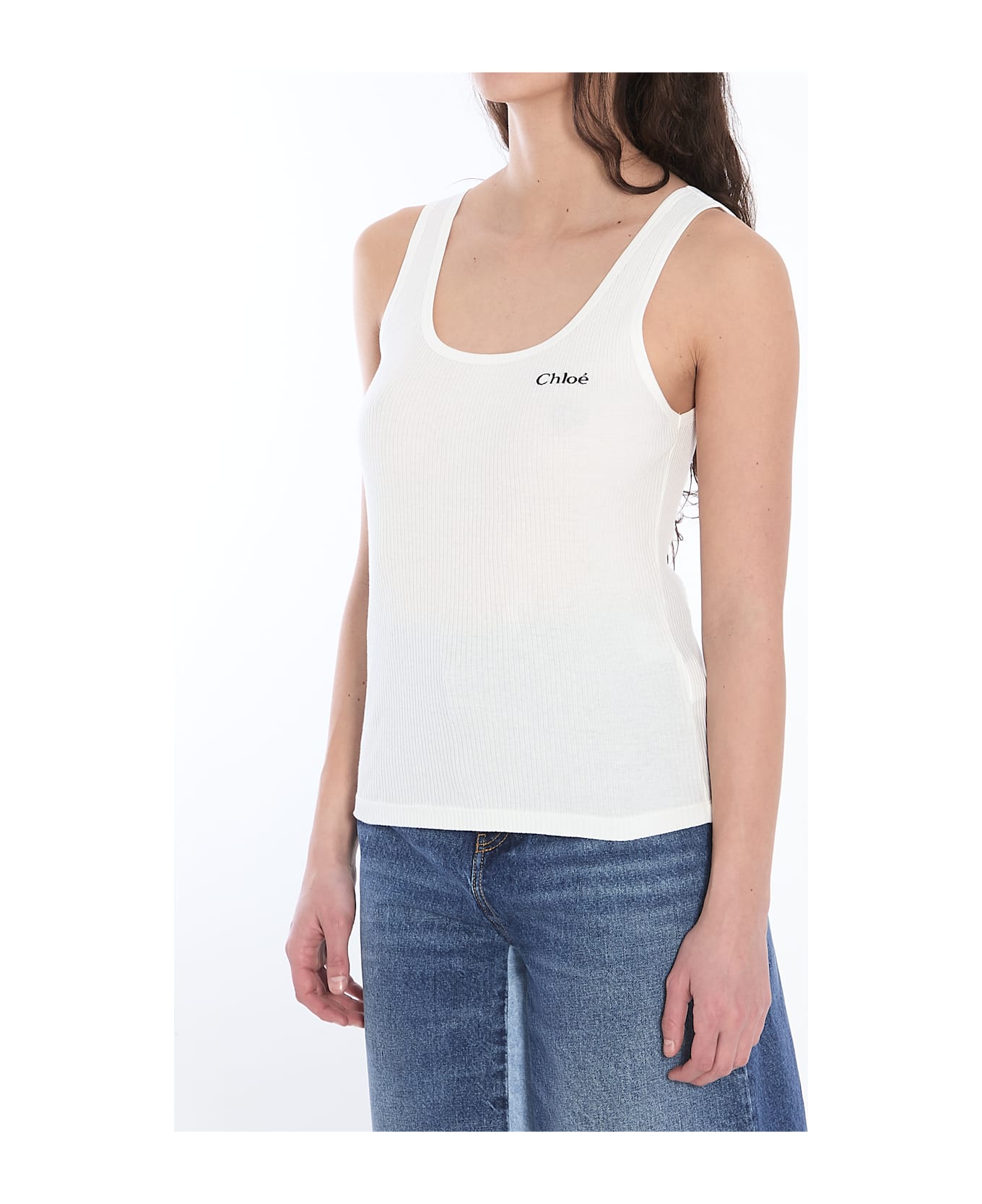 Chloé Tank Top With Logo - WHITE