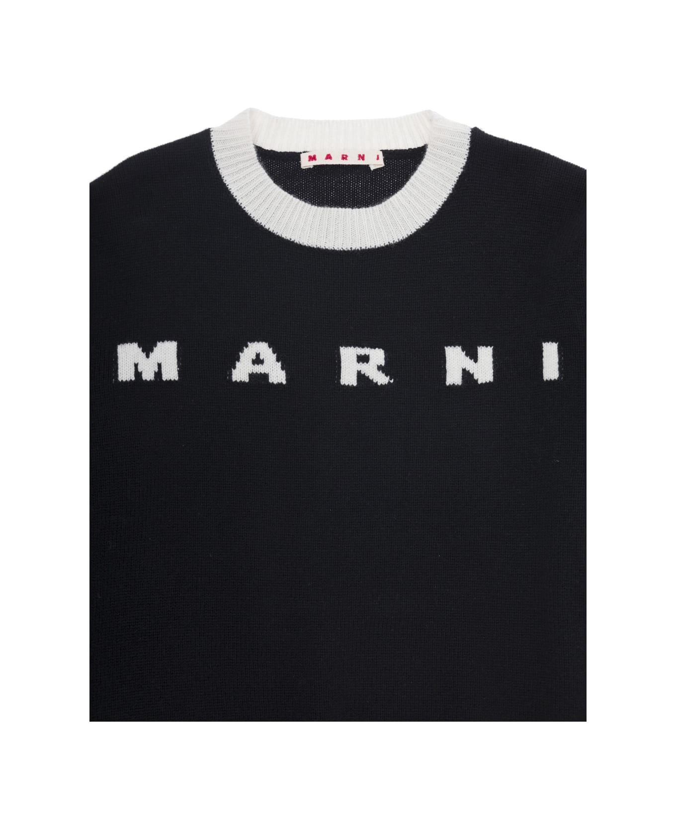 Marni Black Sweater With Contrasting Logo In Wool And Cashmere Girl - Black