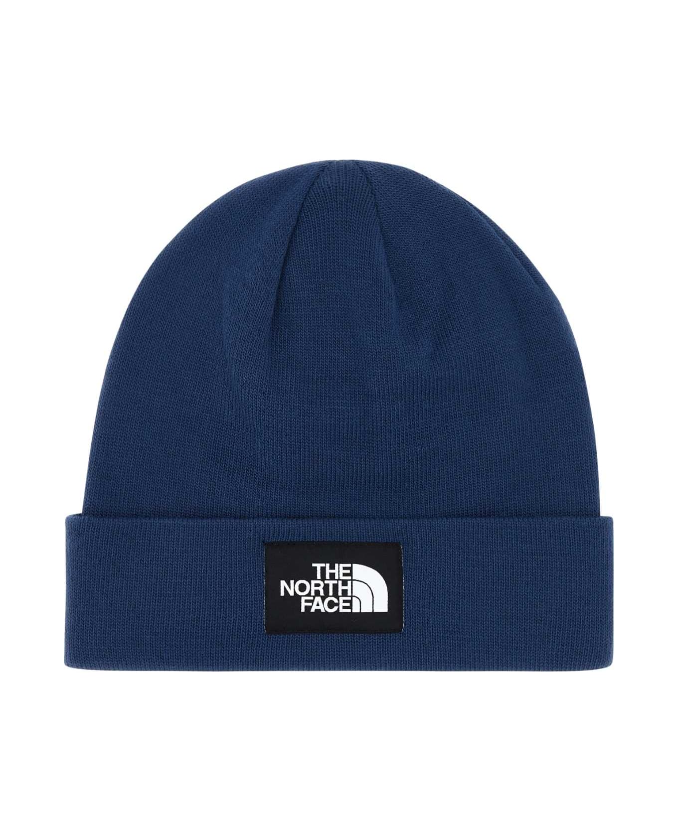 The North Face Navy Blue Stretch Polyester Blend Beanie Hat - SHADY BLUE